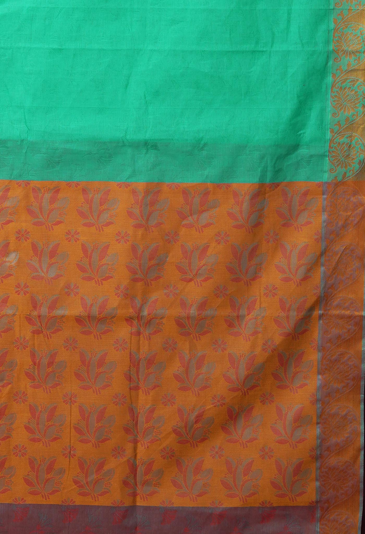 Turquoise Blue Pure Pavani Handcrafted Jacquard Chettinad Cotton Saree-UNM82158