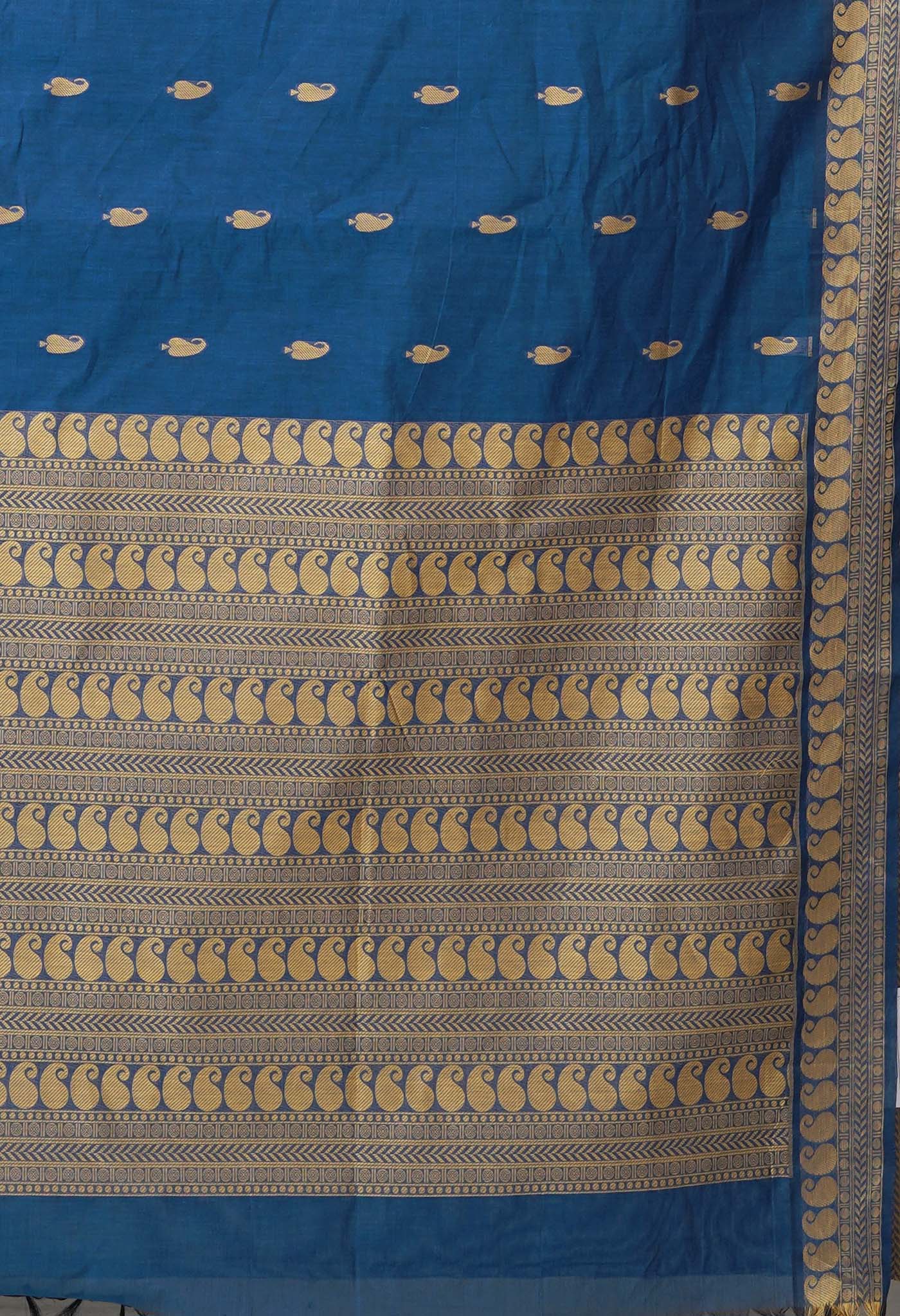 Blue Pure Pavani Handcrafted Chettinad Cotton Saree-UNM82161