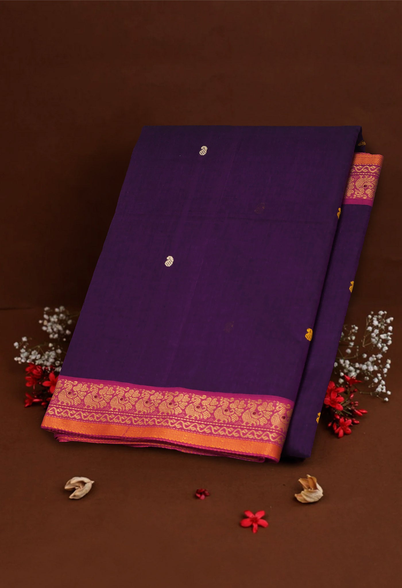 Purple Pure Pavani Handcrafted Kanchi Cotton Saree-UNM82238