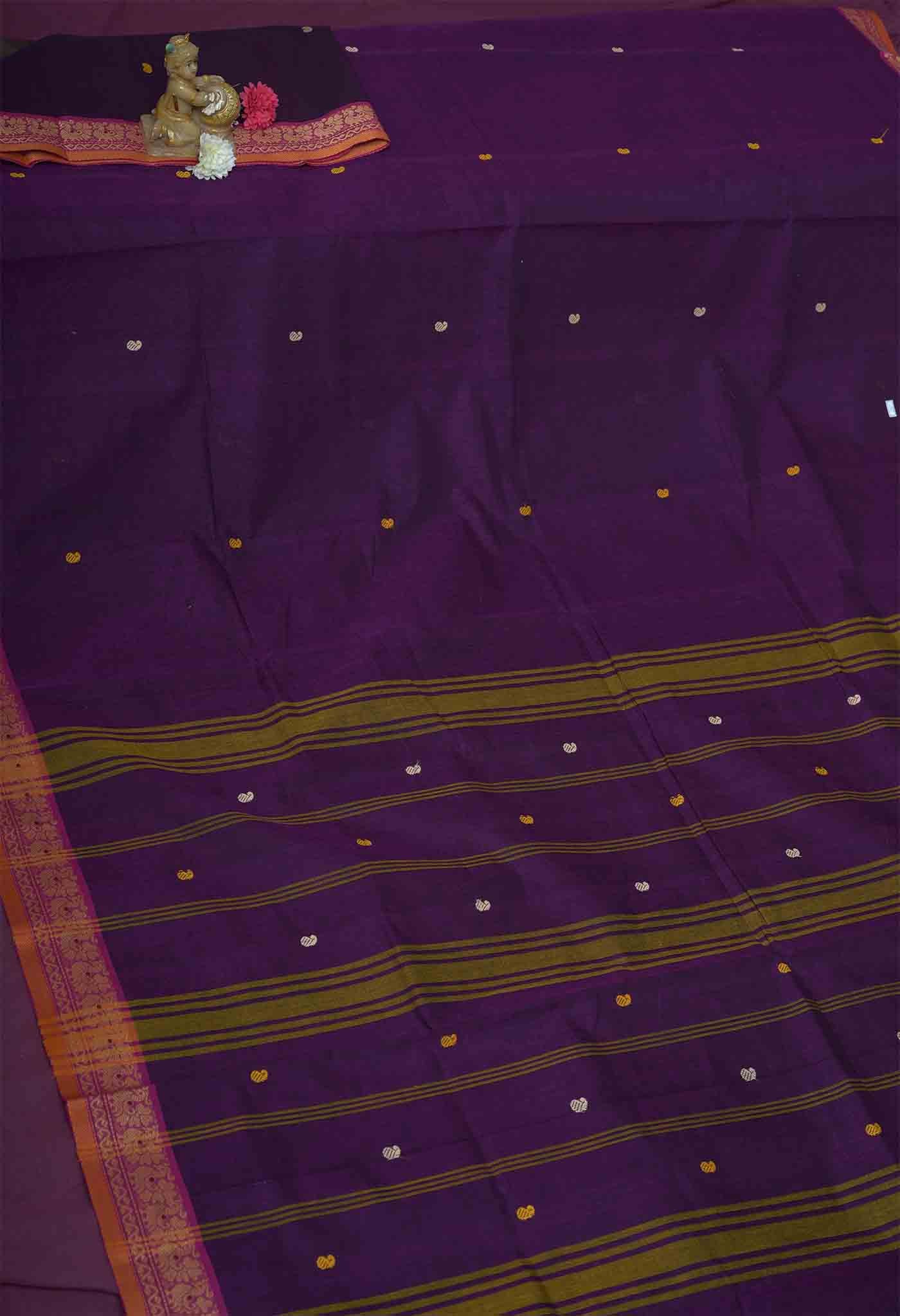 Purple Pure Pavani Handcrafted Kanchi Cotton Saree-UNM82238
