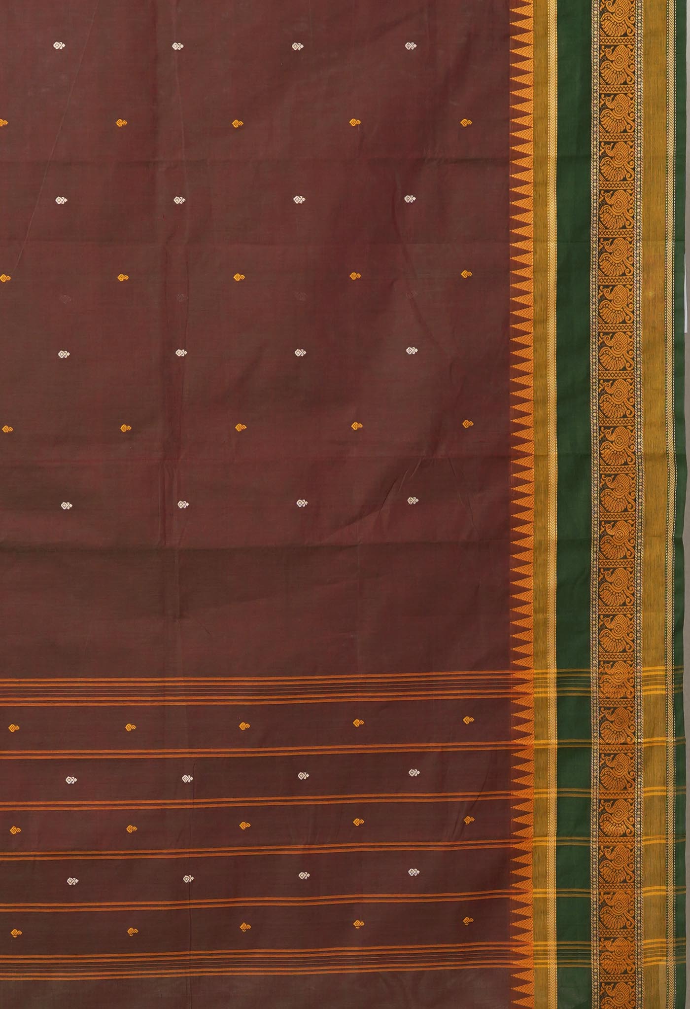 Maroon-Green Pure Pavani Handcrafted Kanchi Cotton Saree-UNM82257