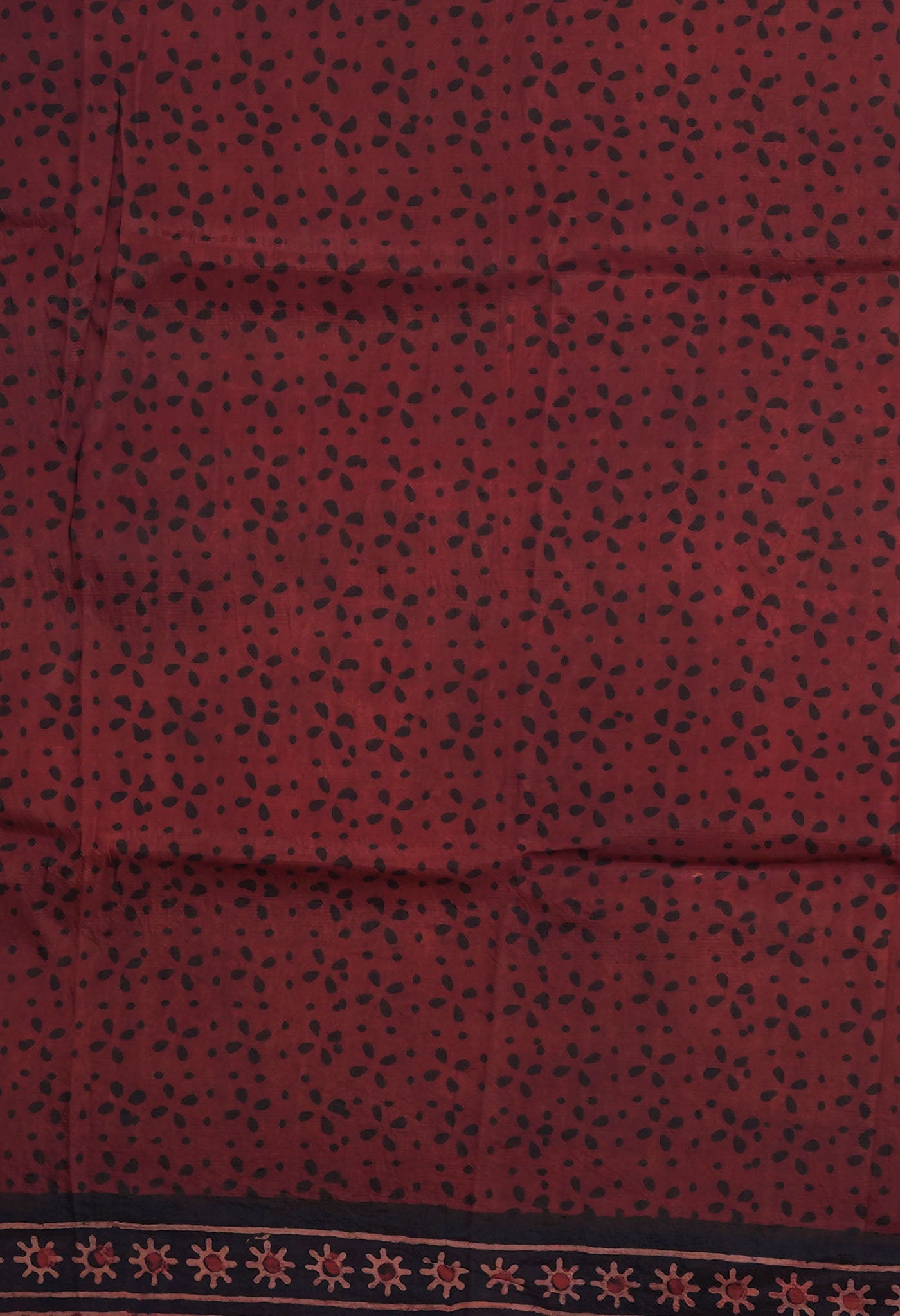 Maroon-Black Pure Ajrakh Printed Soft Silk Saree-UNM82312