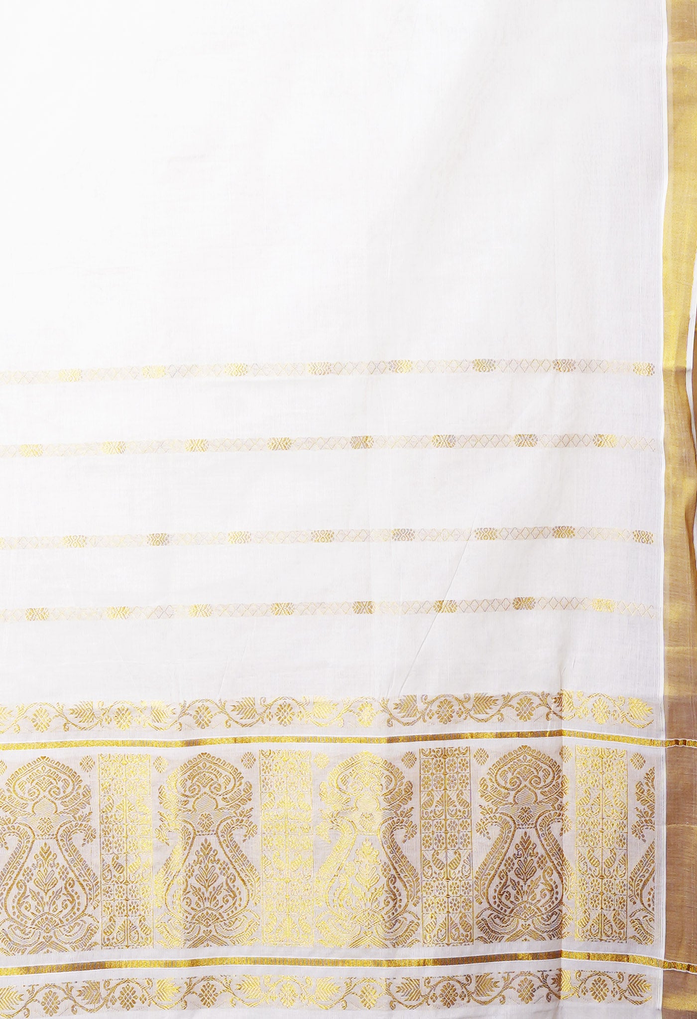 Ivory Pure Kerala Kasavu Cotton Saree-UNM82323