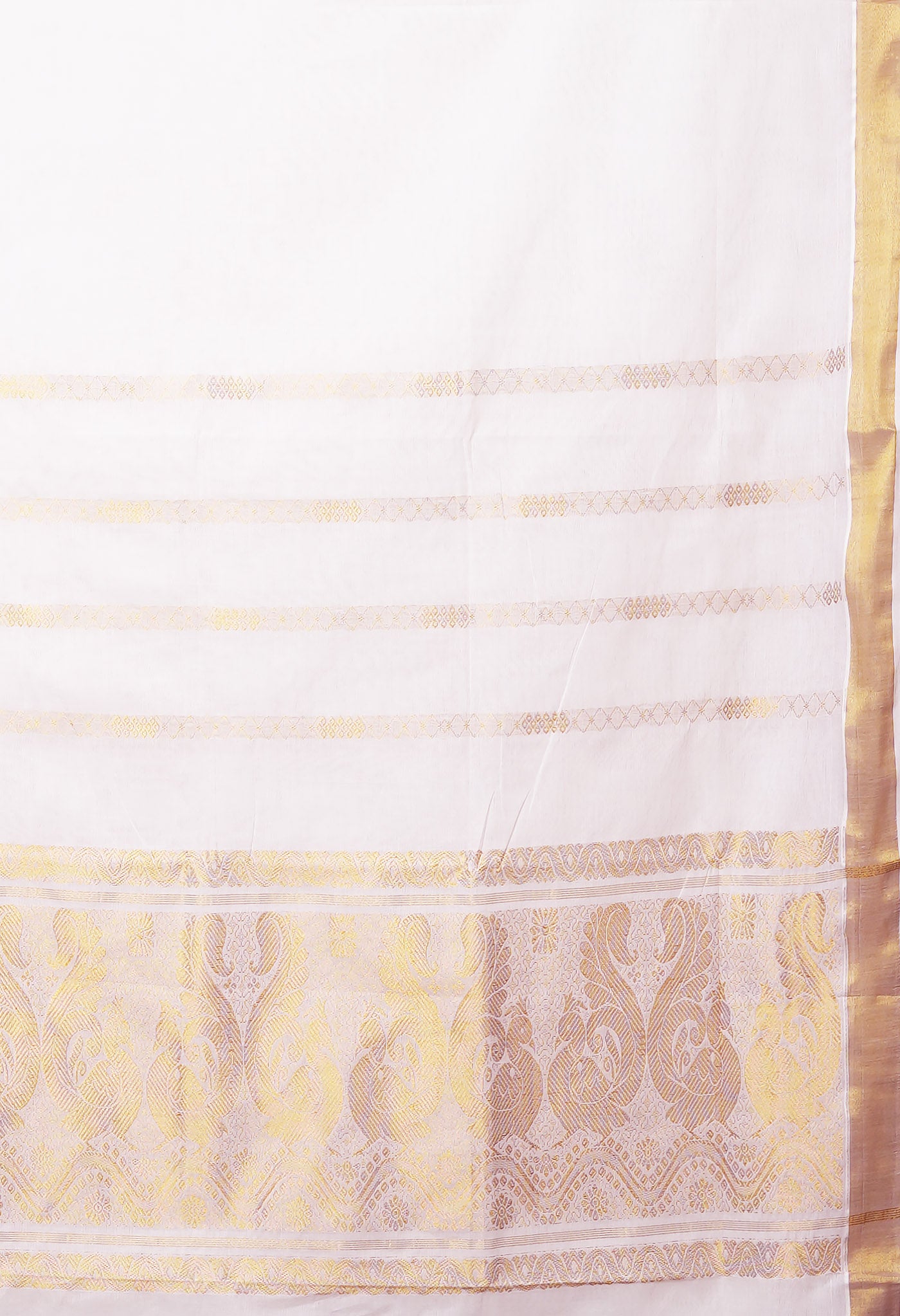 Ivory Pure Kerala Kasavu Cotton Saree-UNM82324
