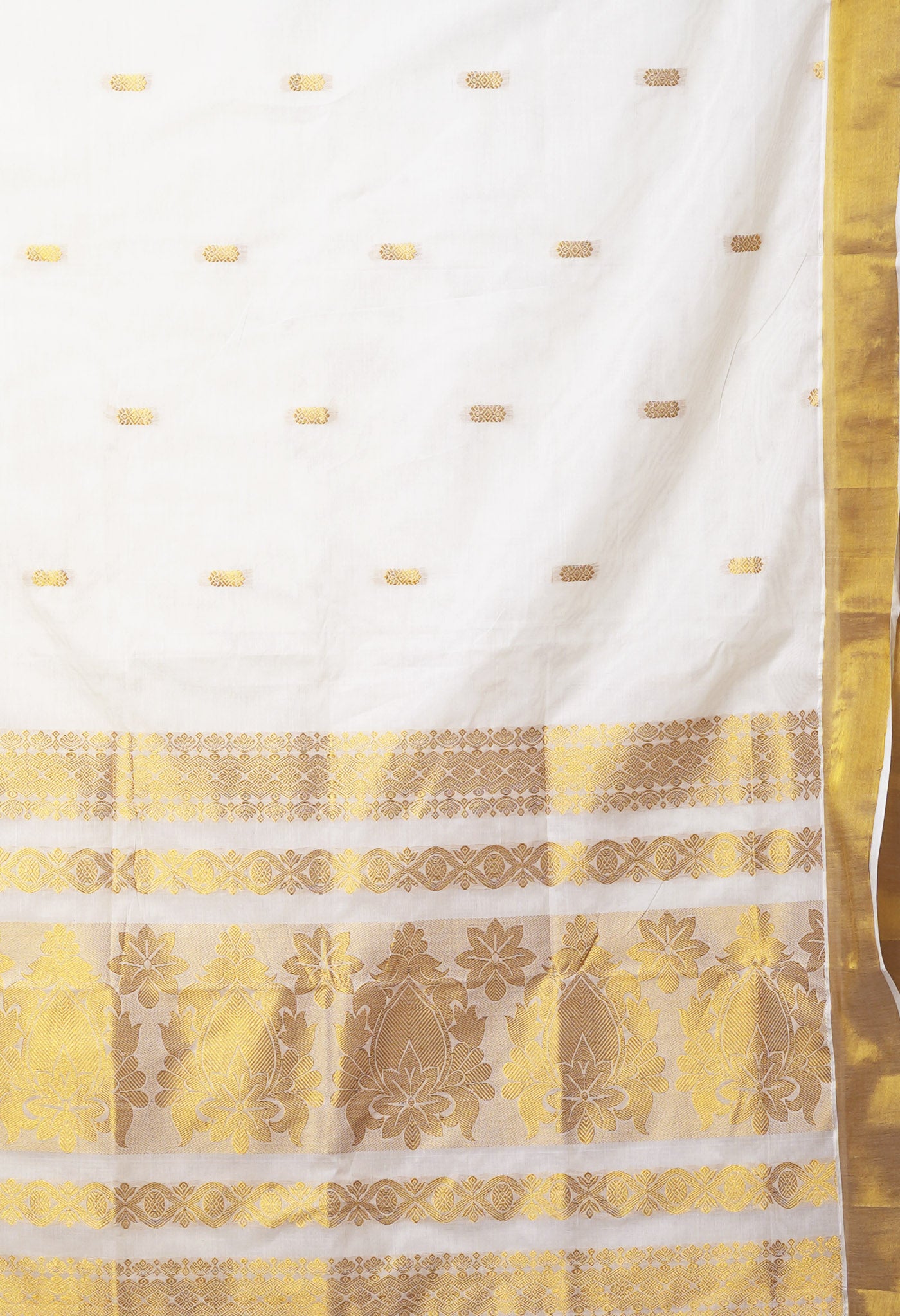Ivory Pure Kerala Kasavu Cotton Saree-UNM82326