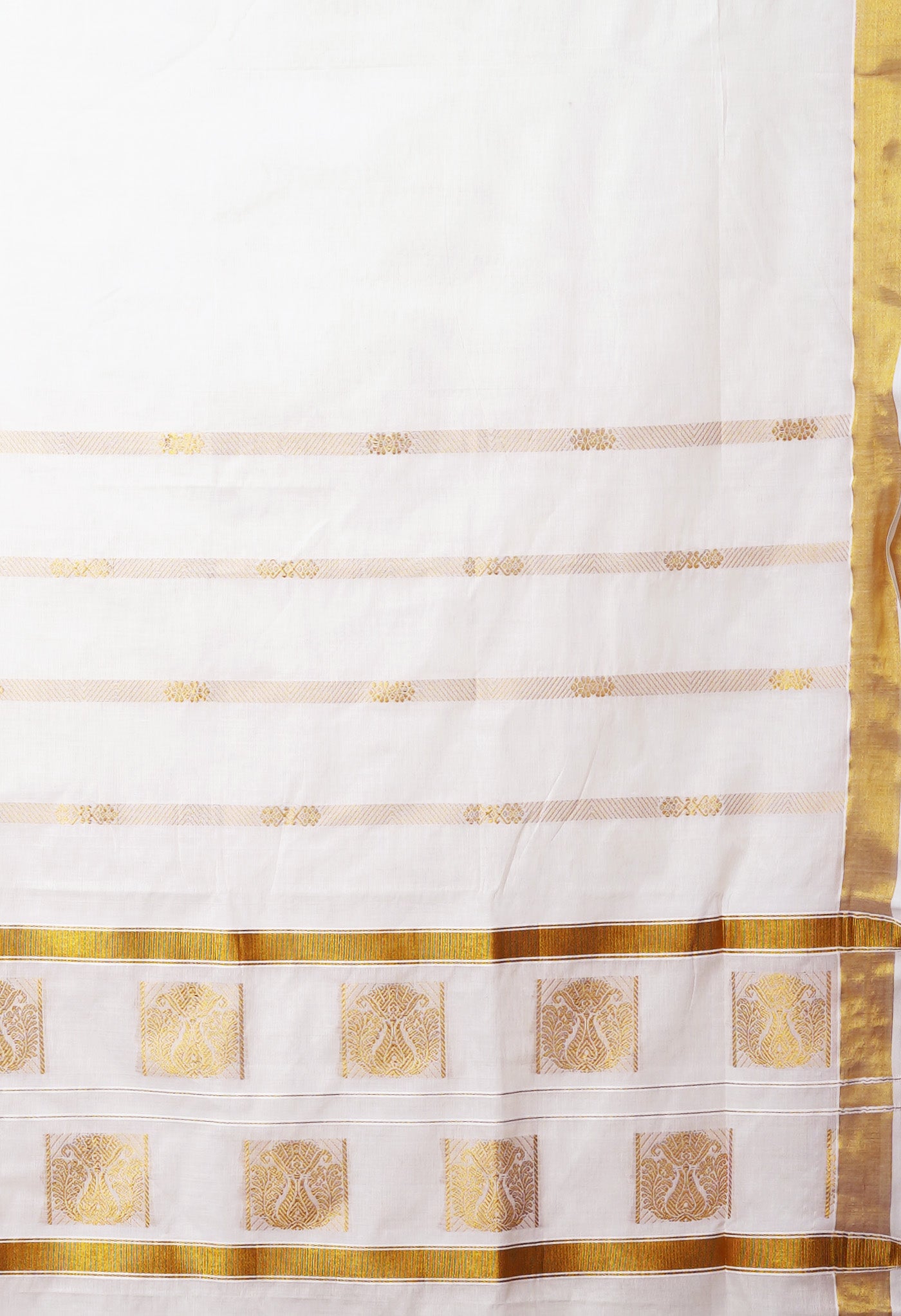 Ivory Pure Kerala Kasavu Cotton Saree-UNM82327