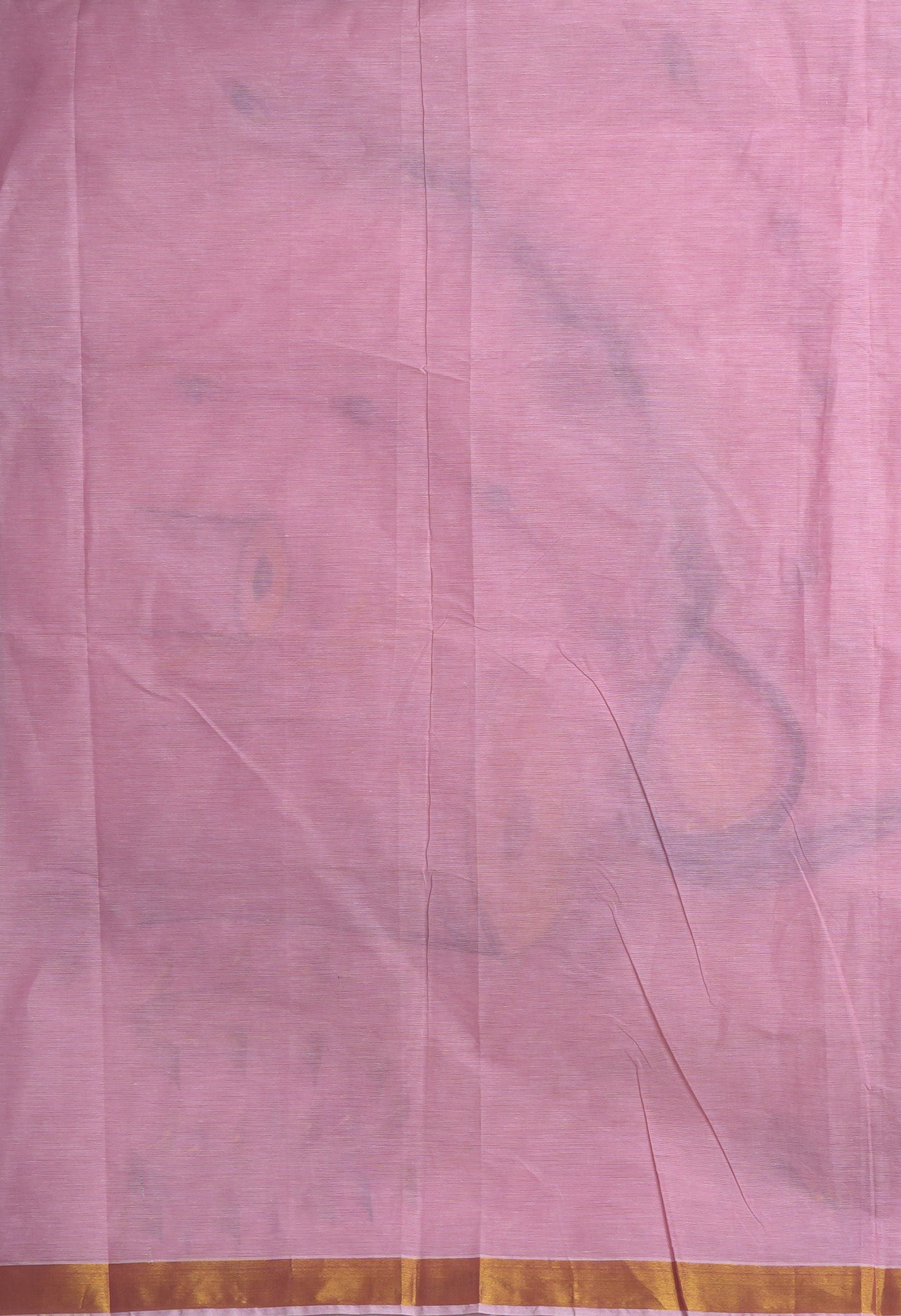 Ivory-Baby Pink Pure Brush Painted Kerala Kasavu Cotton Saree-UNM82333