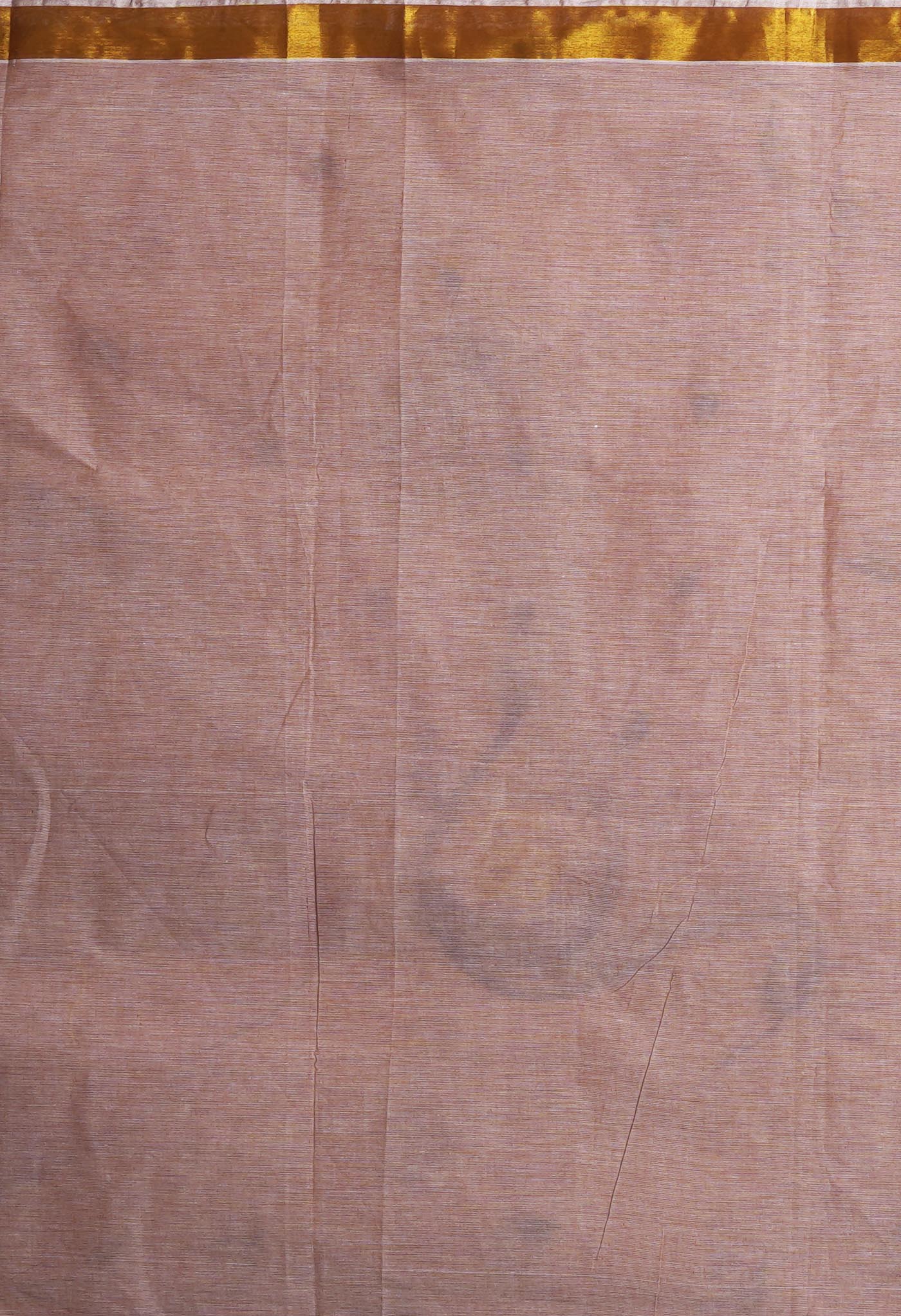 Ivory-Pale Orange Pure Brush Painted Kerala Kasavu Cotton Saree-UNM82346