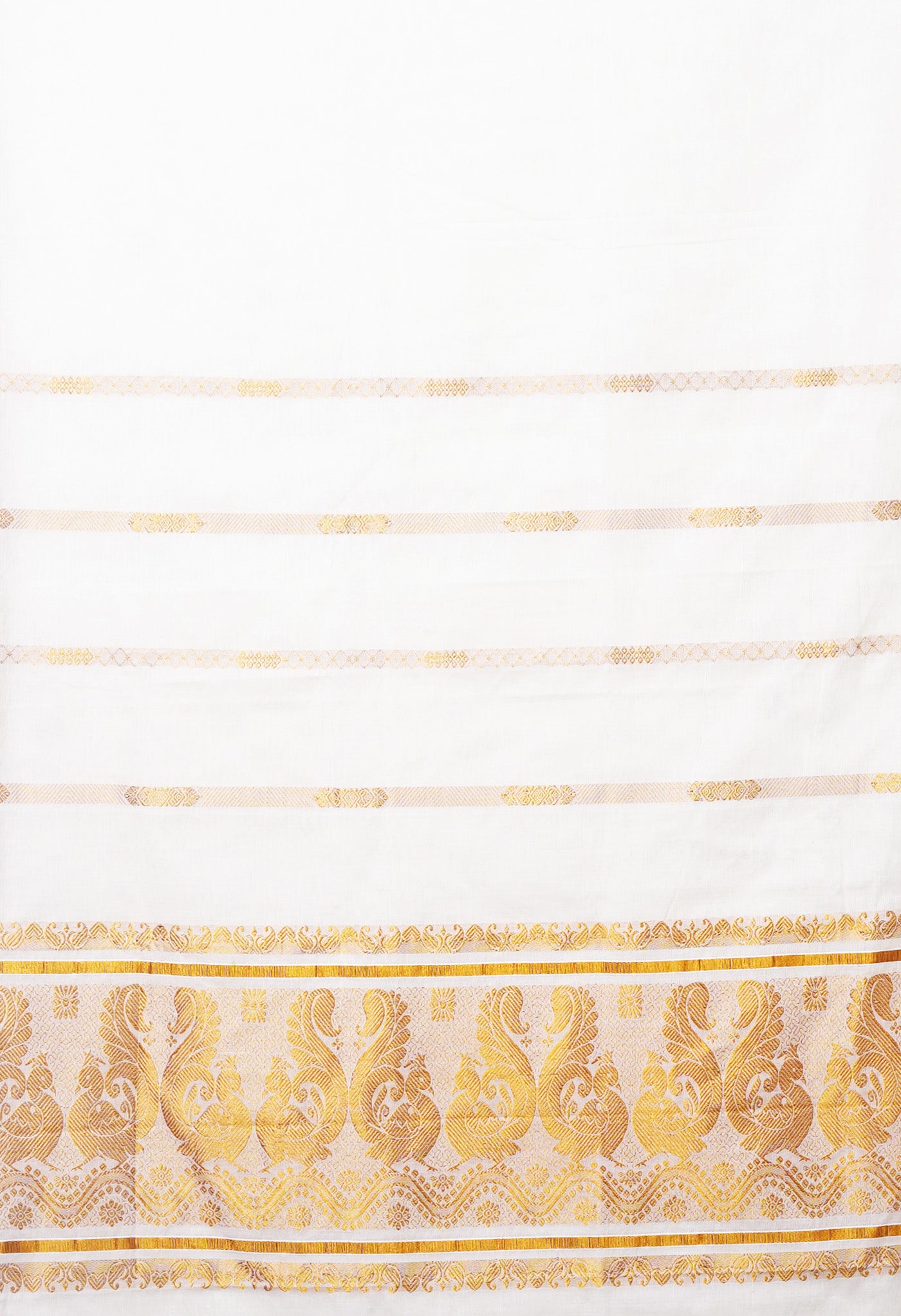 Ivory Pure Kerala Kasavu Cotton Saree-UNM82366