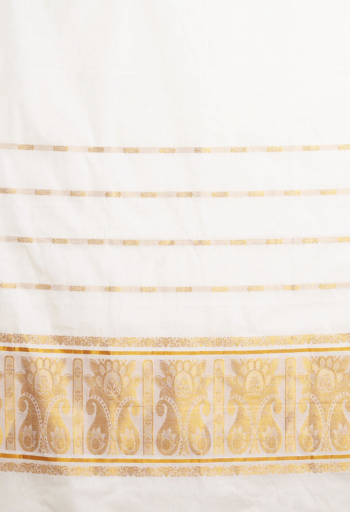 Ivory Pure Kerala Kasavu Cotton Saree-UNM82367
