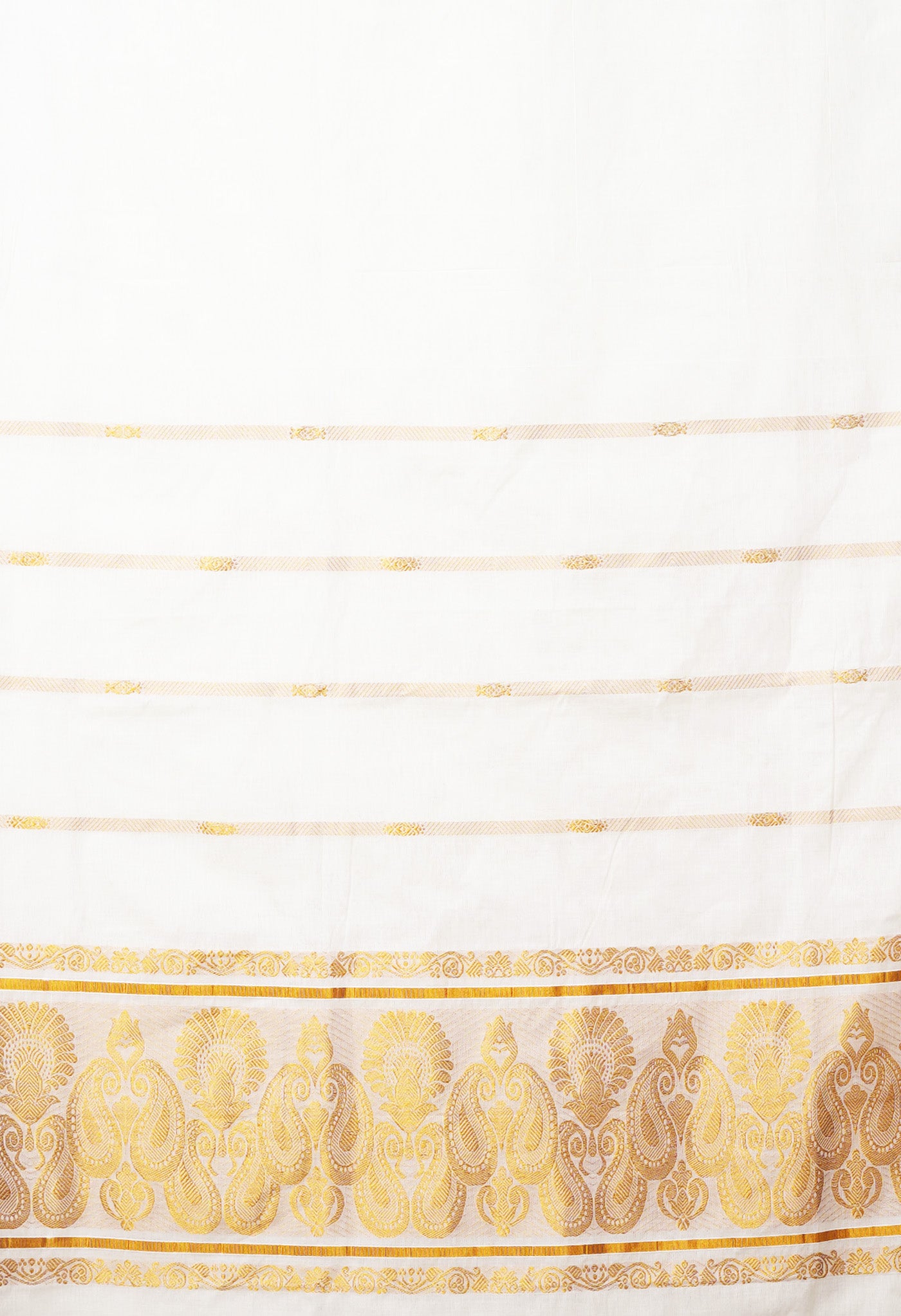 Ivory Pure Kerala Kasavu Cotton Saree-UNM82368