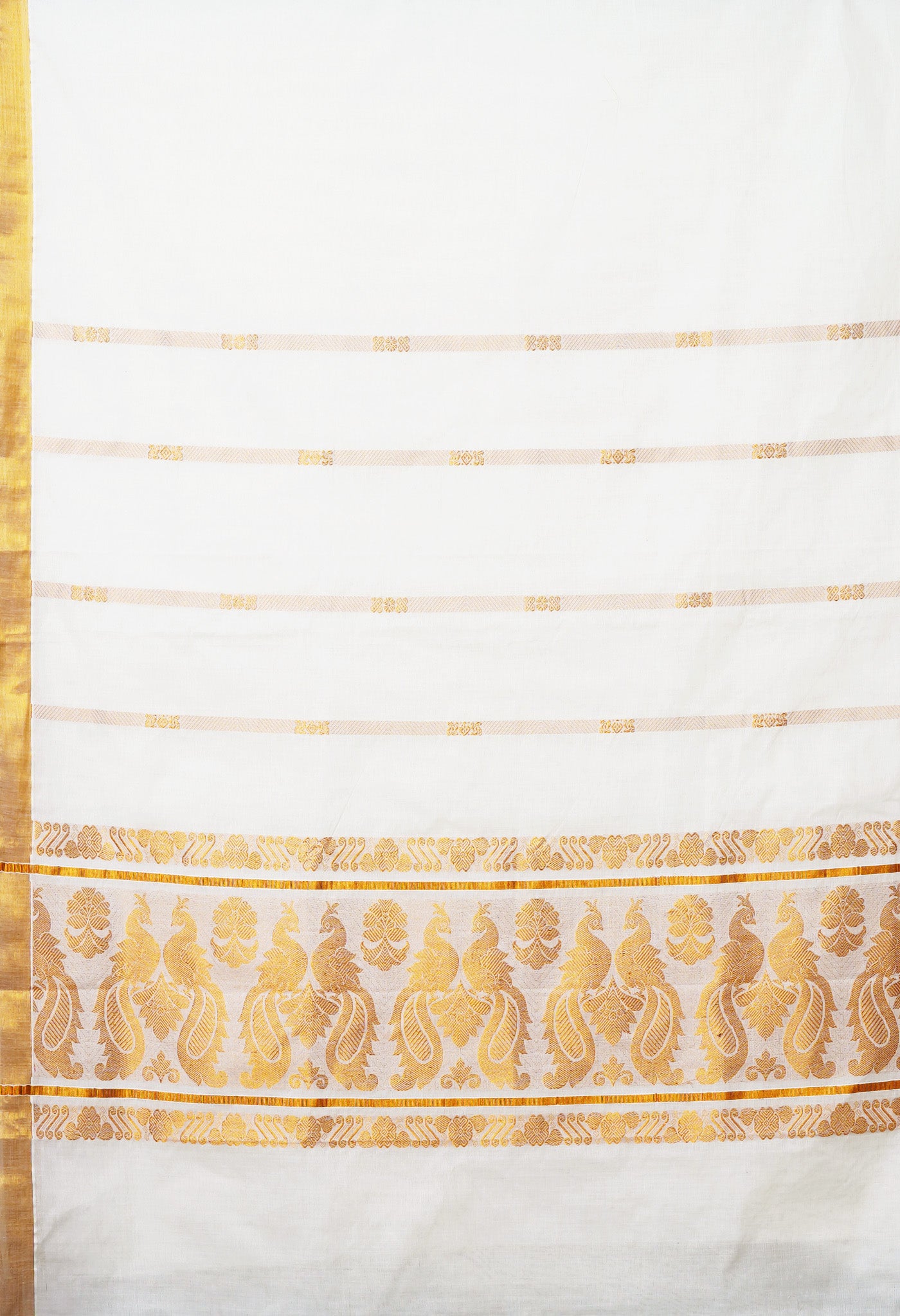 Ivory Pure Kerala Kasavu Cotton Saree-UNM82369