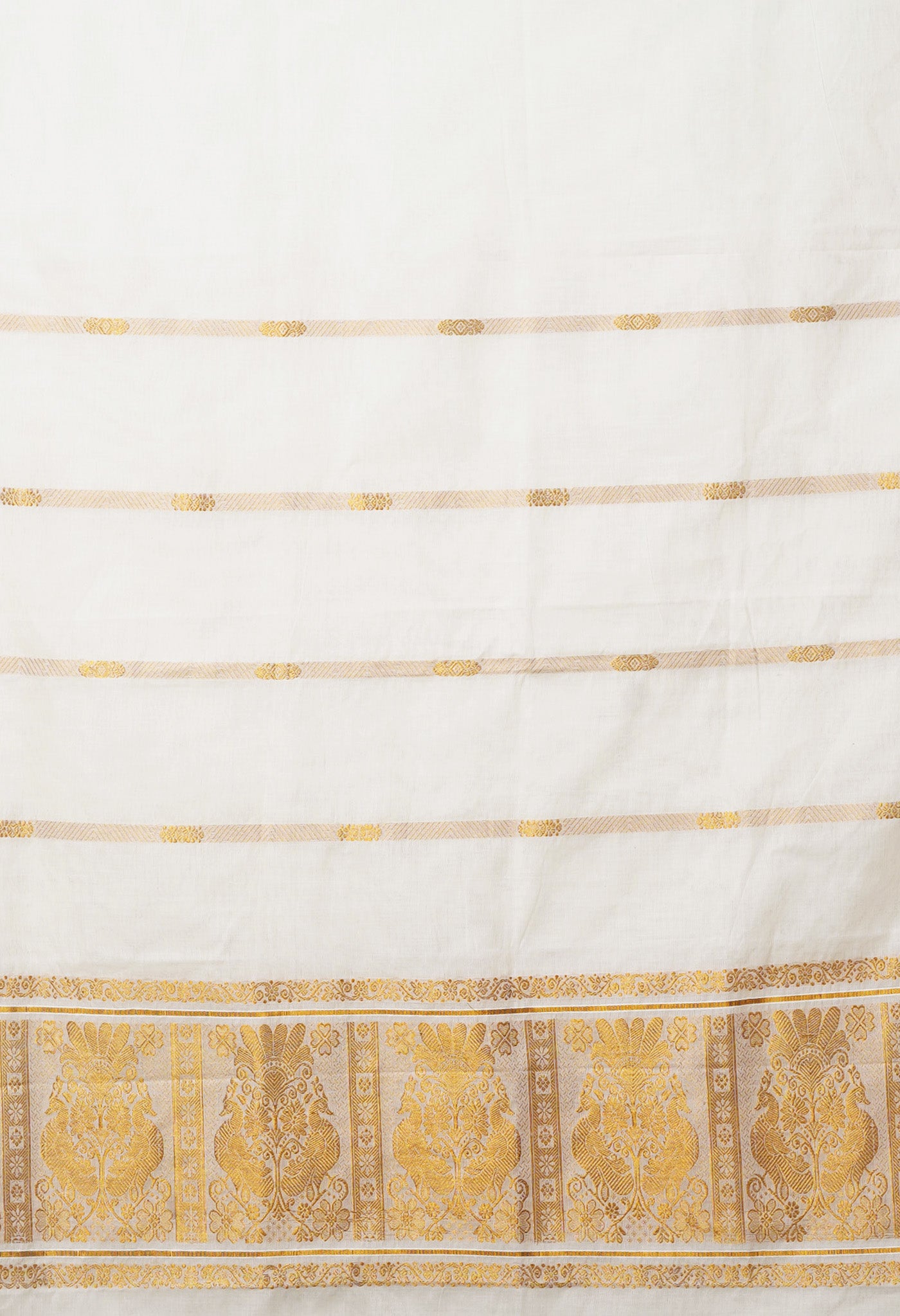Ivory Pure Kerala Kasavu Cotton Saree-UNM82370