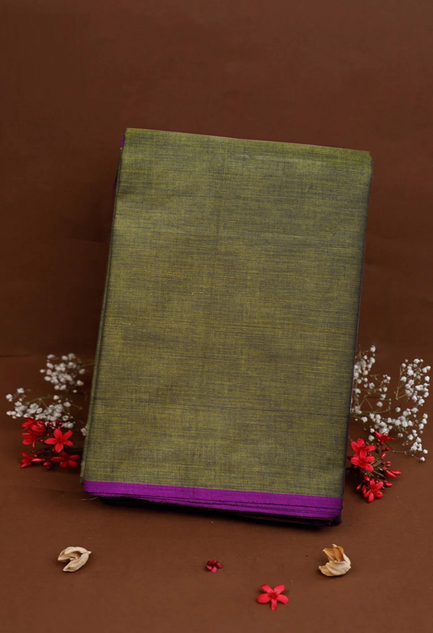 Mehindhi Green Pure Pavani Handcrafted Kanchi Cotton Saree-UNM82380