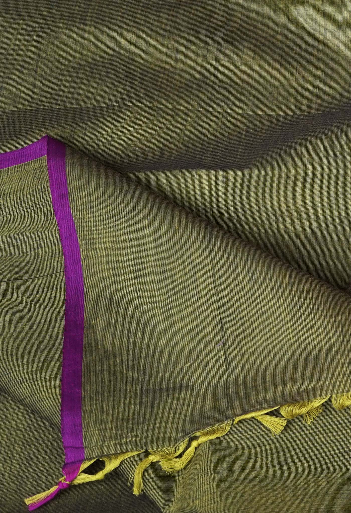 Mehindhi Green Pure Pavani Handcrafted Kanchi Cotton Saree-UNM82380