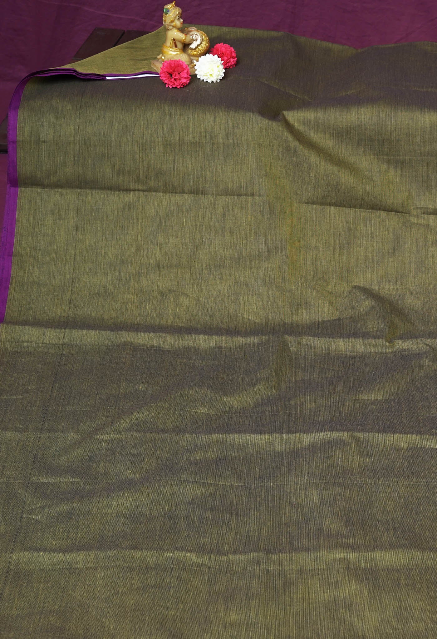 Mehindhi Green Pure Pavani Handcrafted Kanchi Cotton Saree-UNM82380