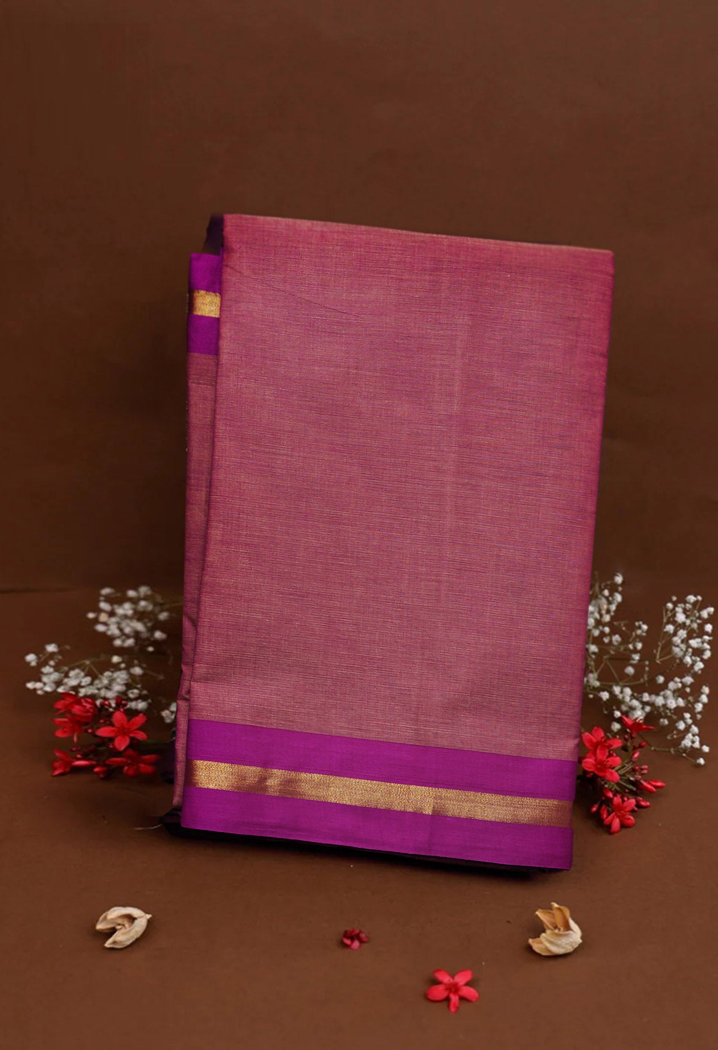 Blush Pink Pure Pavani Handcrafted Kanchi Cotton Saree-UNM82396