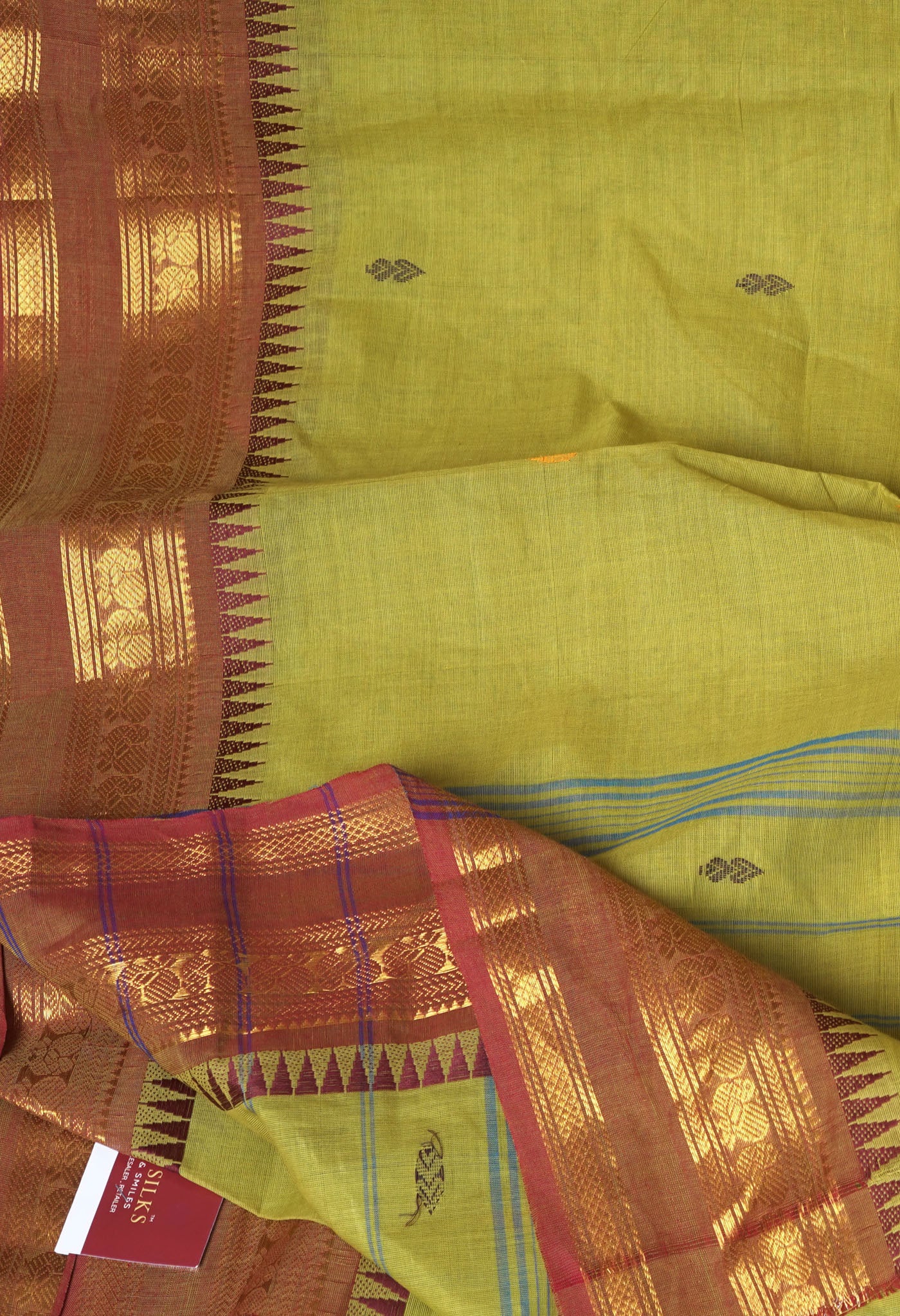 Mehindhi Green Pure Pavani Handcrafted Kanchi Cotton Saree-UNM82404