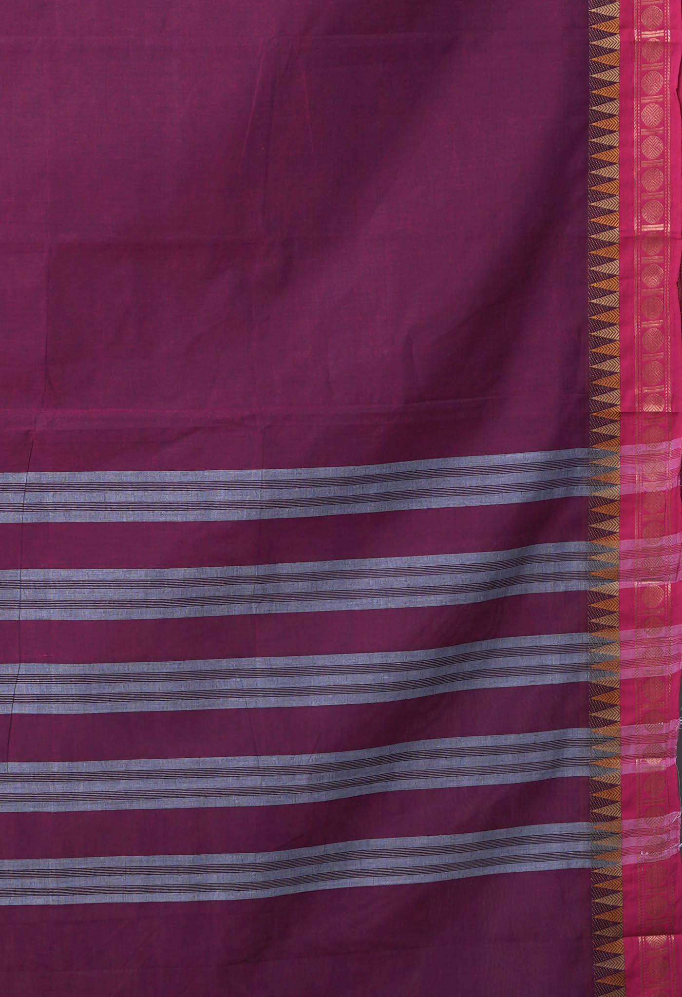Dark Purple Pure Pavani Handcrafted Kanchi Cotton Saree-UNM82413