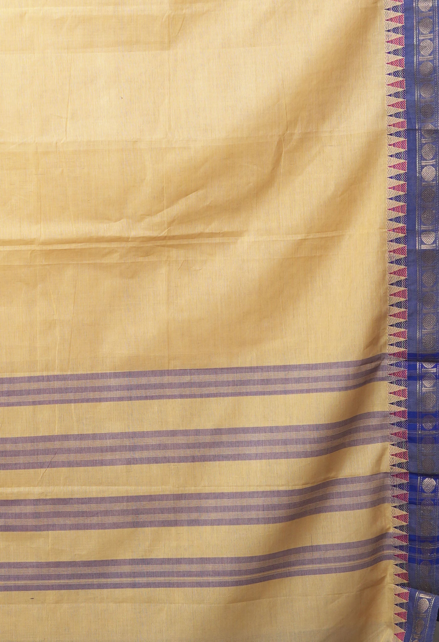 Cream Pure Pavani Handcrafted Kanchi Cotton Saree-UNM82418
