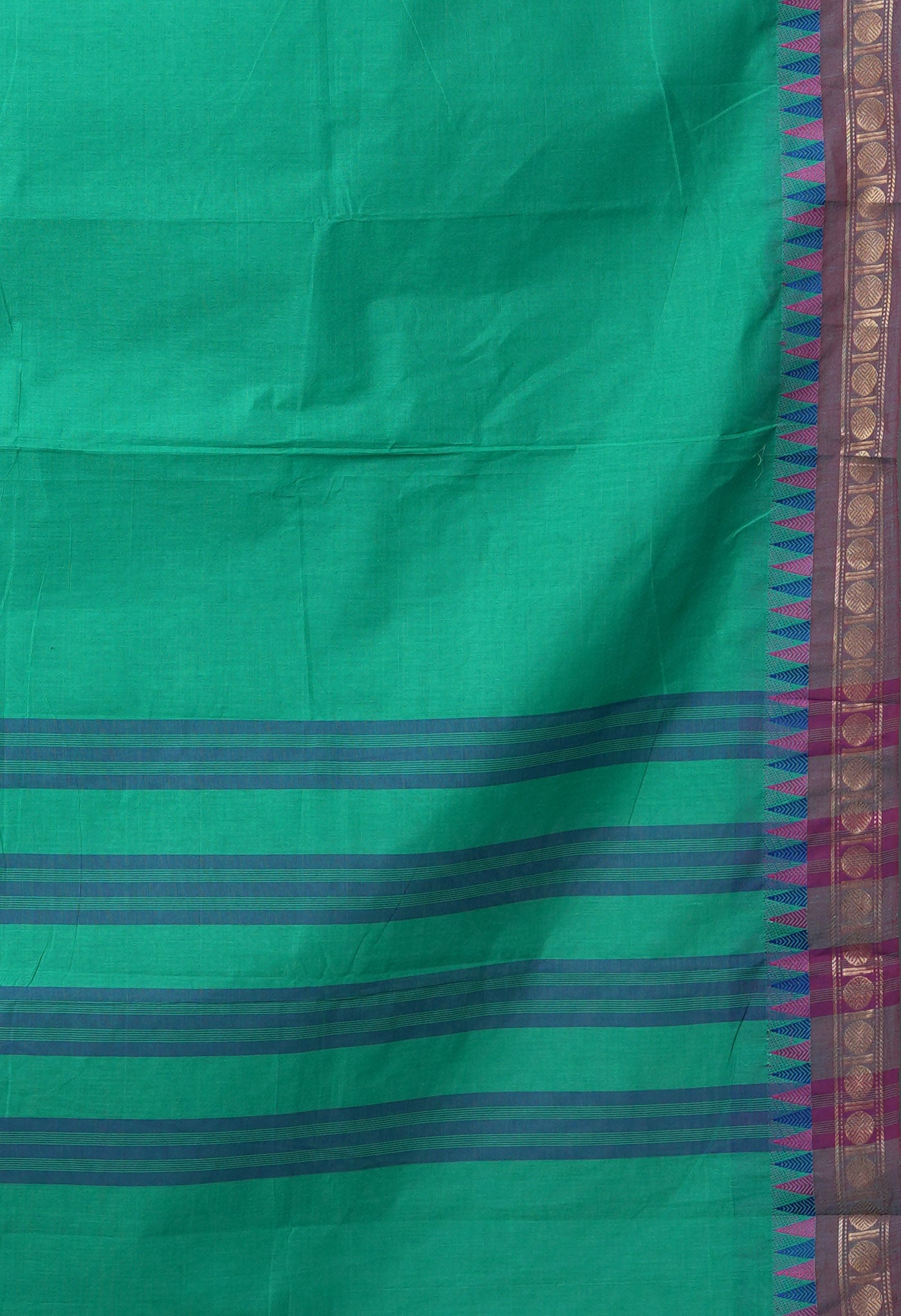 Turquoise Green Pure Pavani Handcrafted Kanchi Cotton Saree-UNM82419