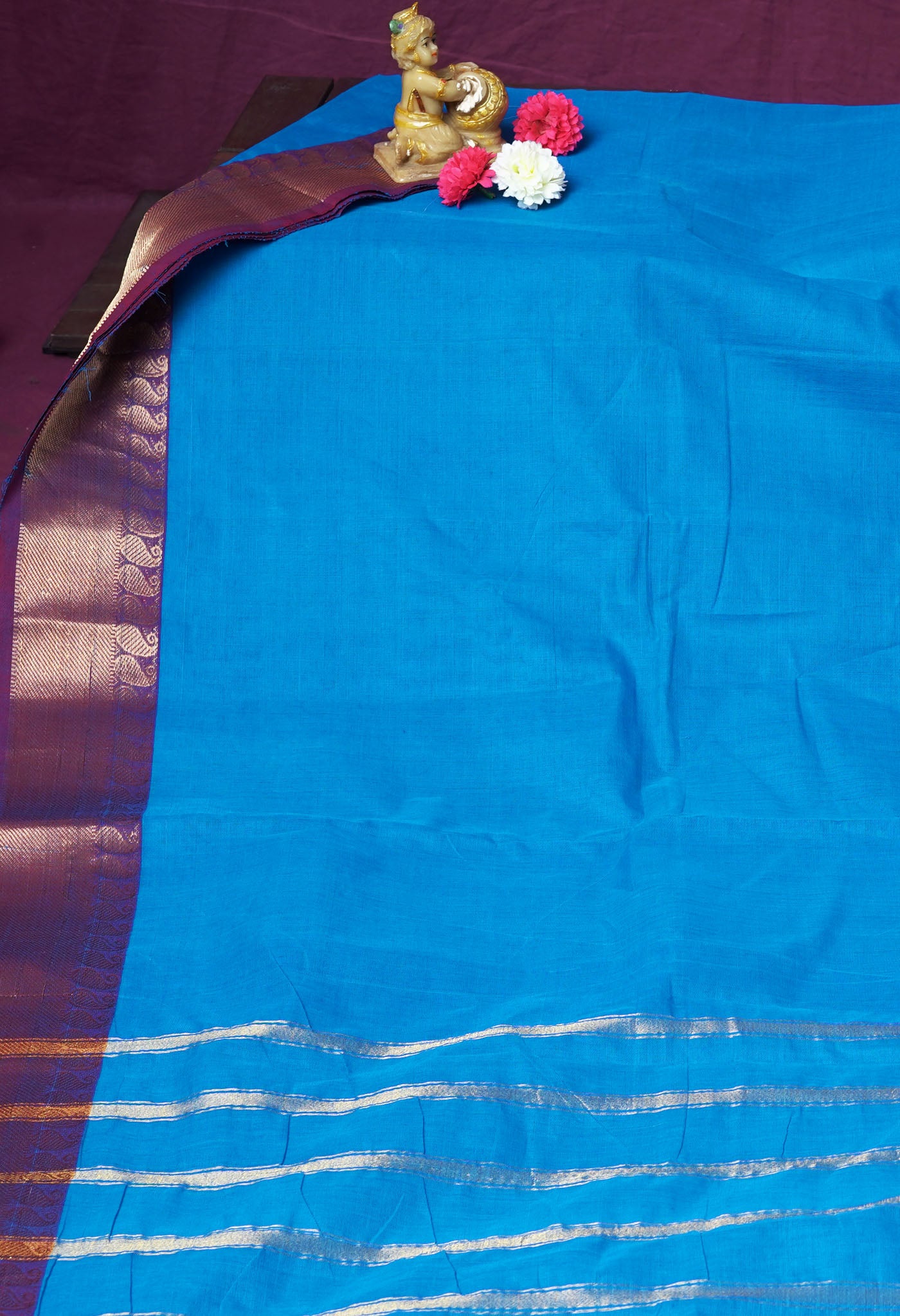 Blue Pure Pavani Handcrafted Kanchi Cotton Saree-UNM82422