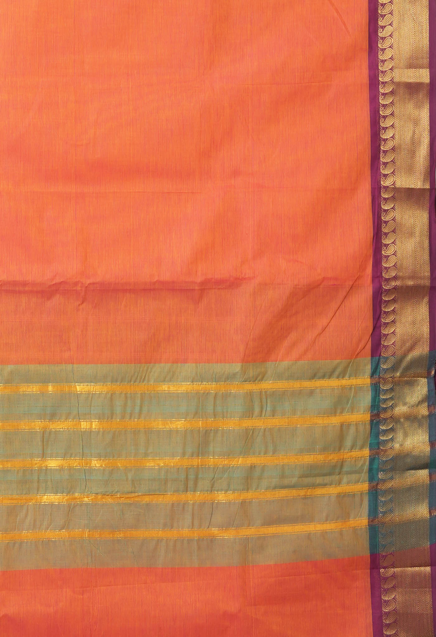 Orange Pure Pavani Handcrafted Kanchi Cotton Saree-UNM82427