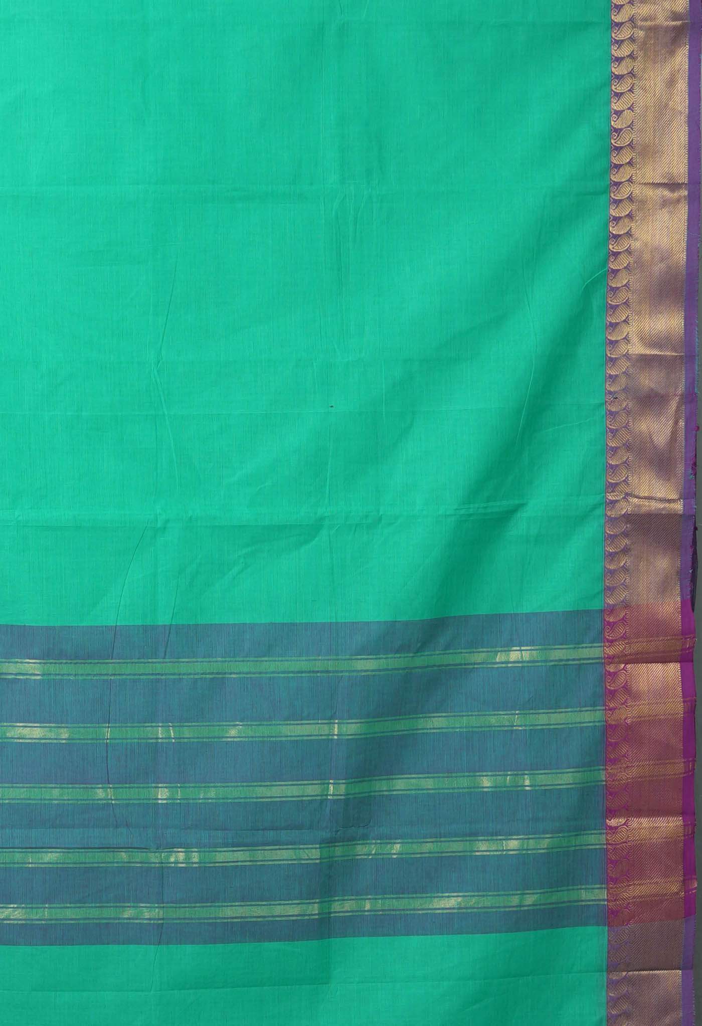 Turquoise Green Pure Pavani Handcrafted Kanchi Cotton Saree-UNM82429