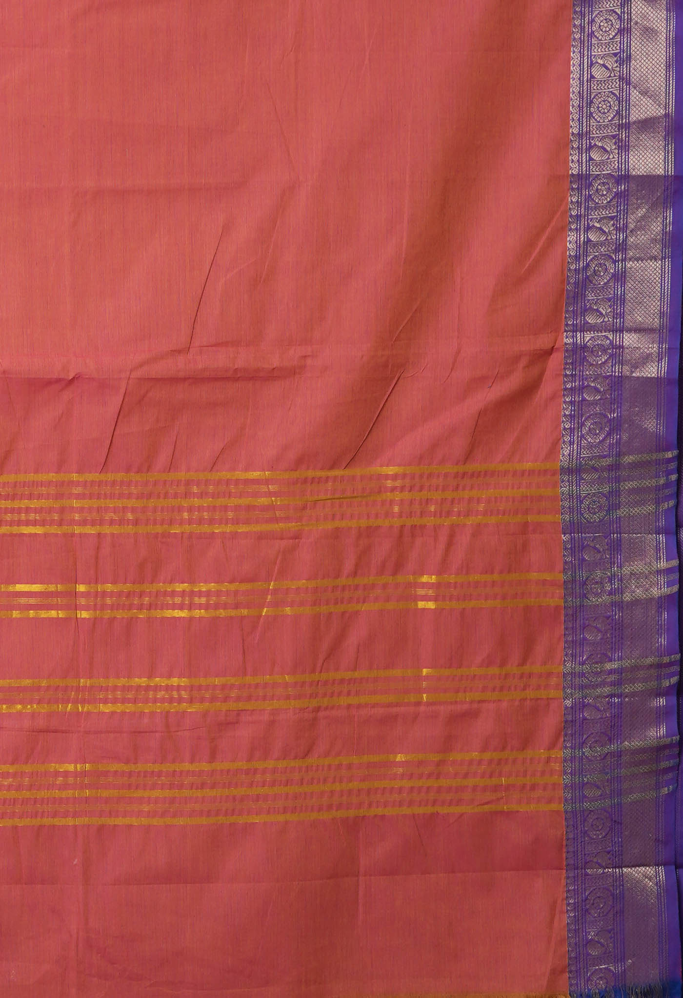 Orange Pure Pavani Handcrafted Kanchi Cotton Saree-UNM82449