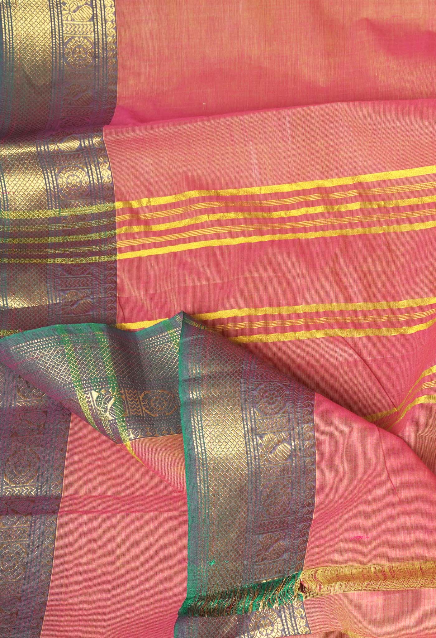 Blush Pink Pure Pavani Handcrafted Kanchi Cotton Saree-UNM82451