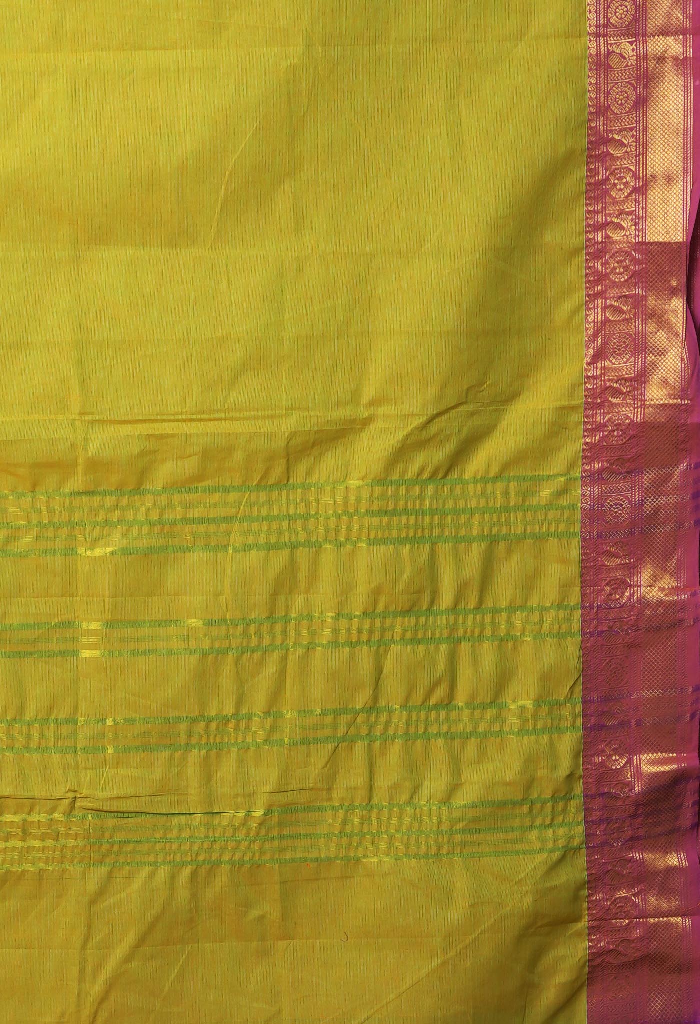 Mehindhi Green Pure Pavani Handcrafted Kanchi Cotton Saree-UNM82453