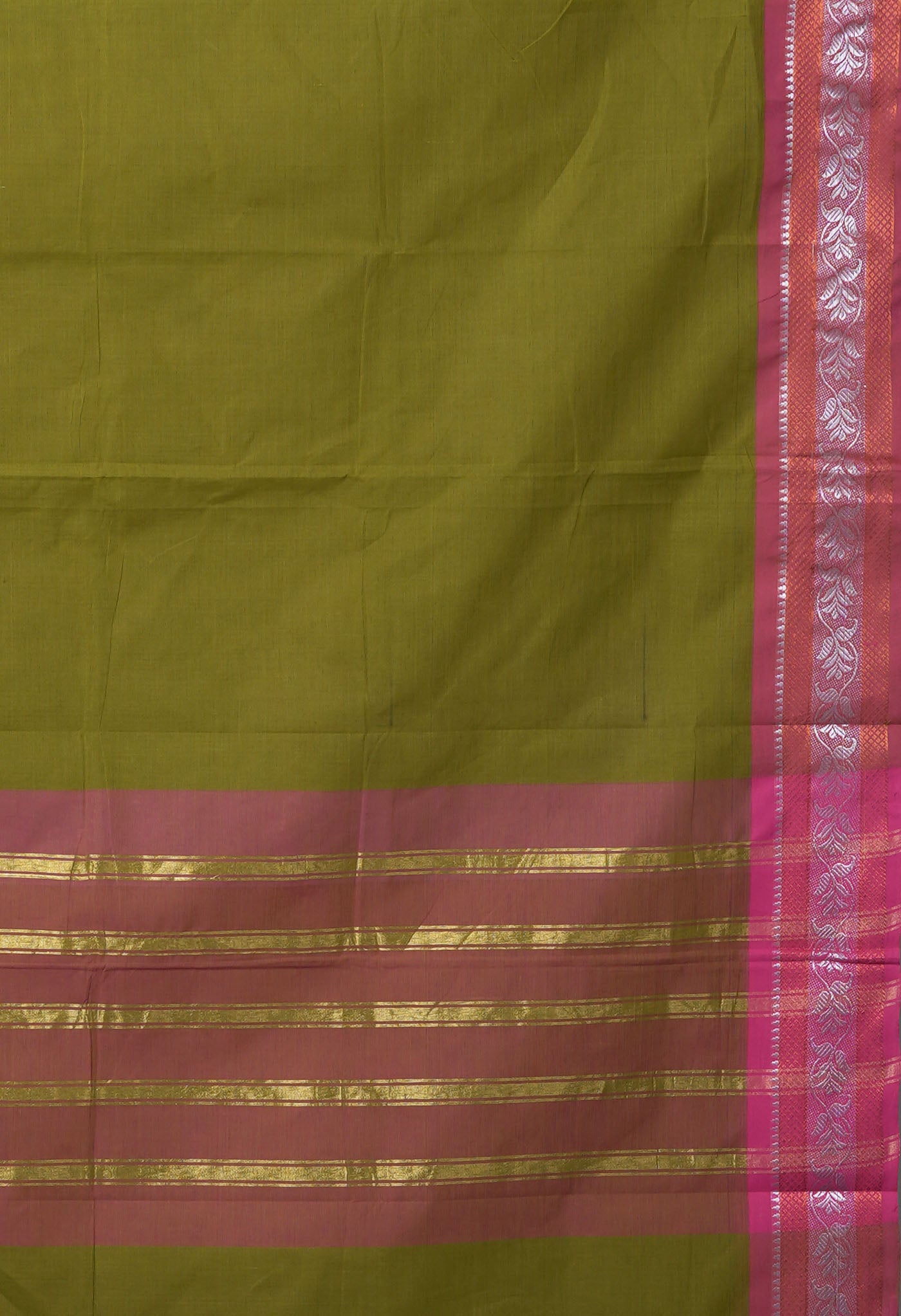Mehindhi Green Pure Pavani Handcrafted Kanchi Cotton Saree-UNM82458