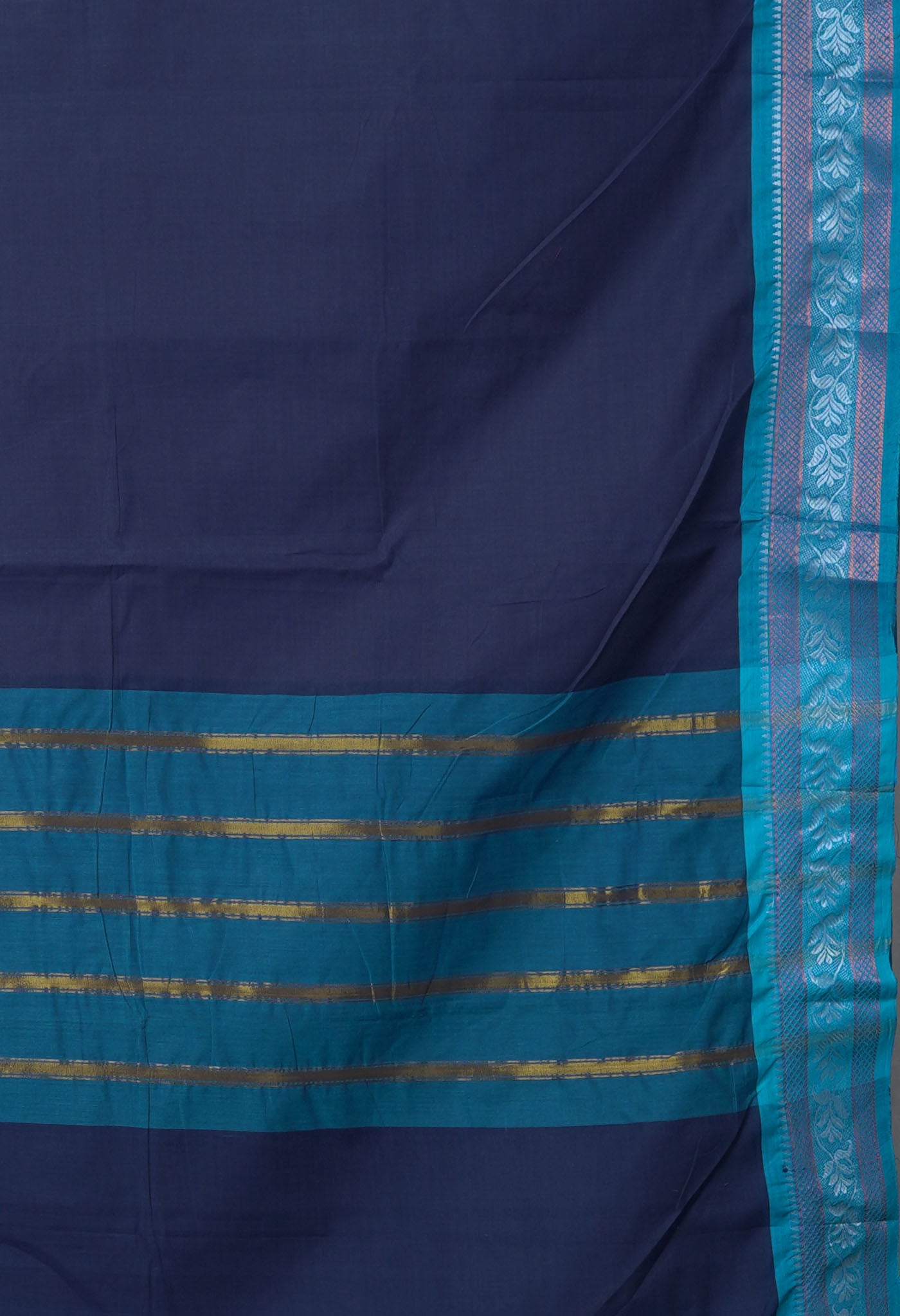 Navy Blue Pure Pavani Handcrafted Kanchi Cotton Saree-UNM82459