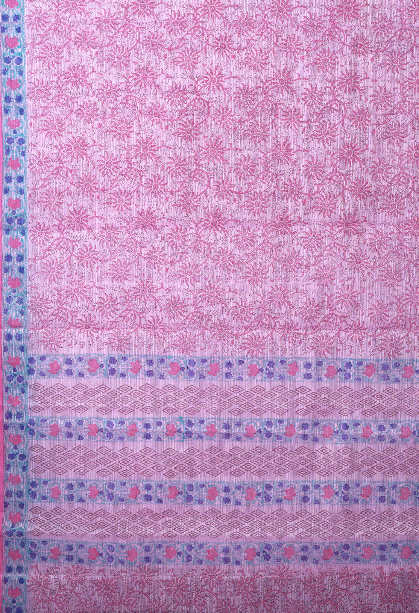 Pink Pure Hand Block Printed Kota Saree-UNM82470