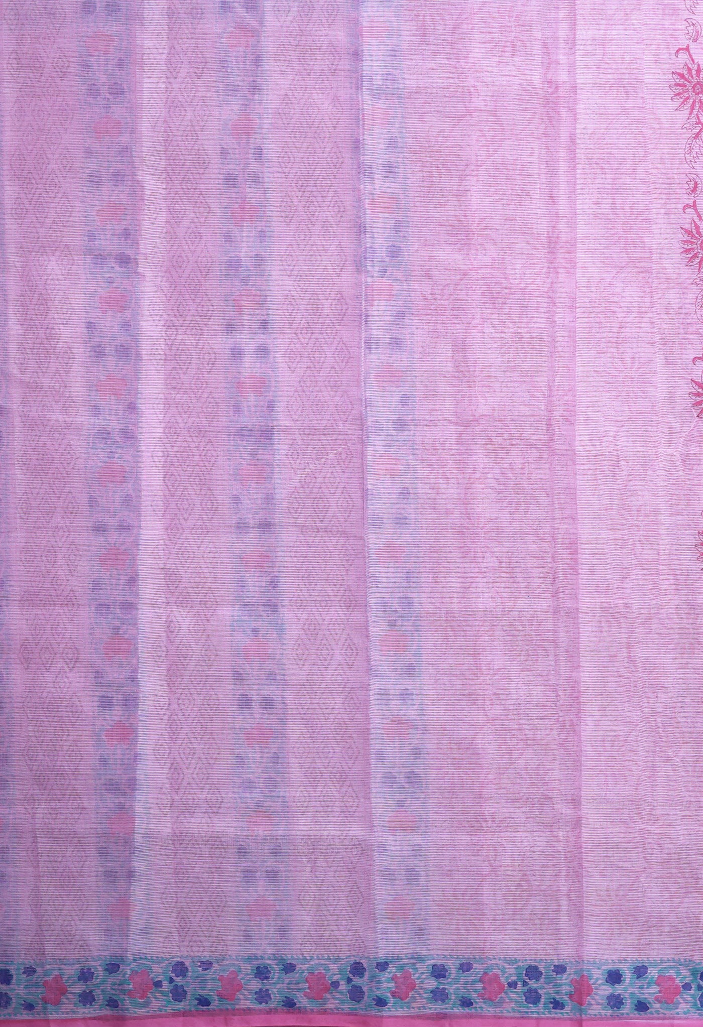 Pink Pure Hand Block Printed Kota Saree-UNM82470