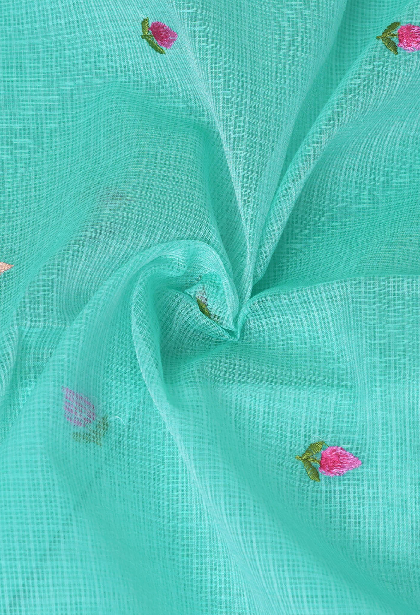 Turquoise Blue Pure Emboridery Kota Saree-UNM82506