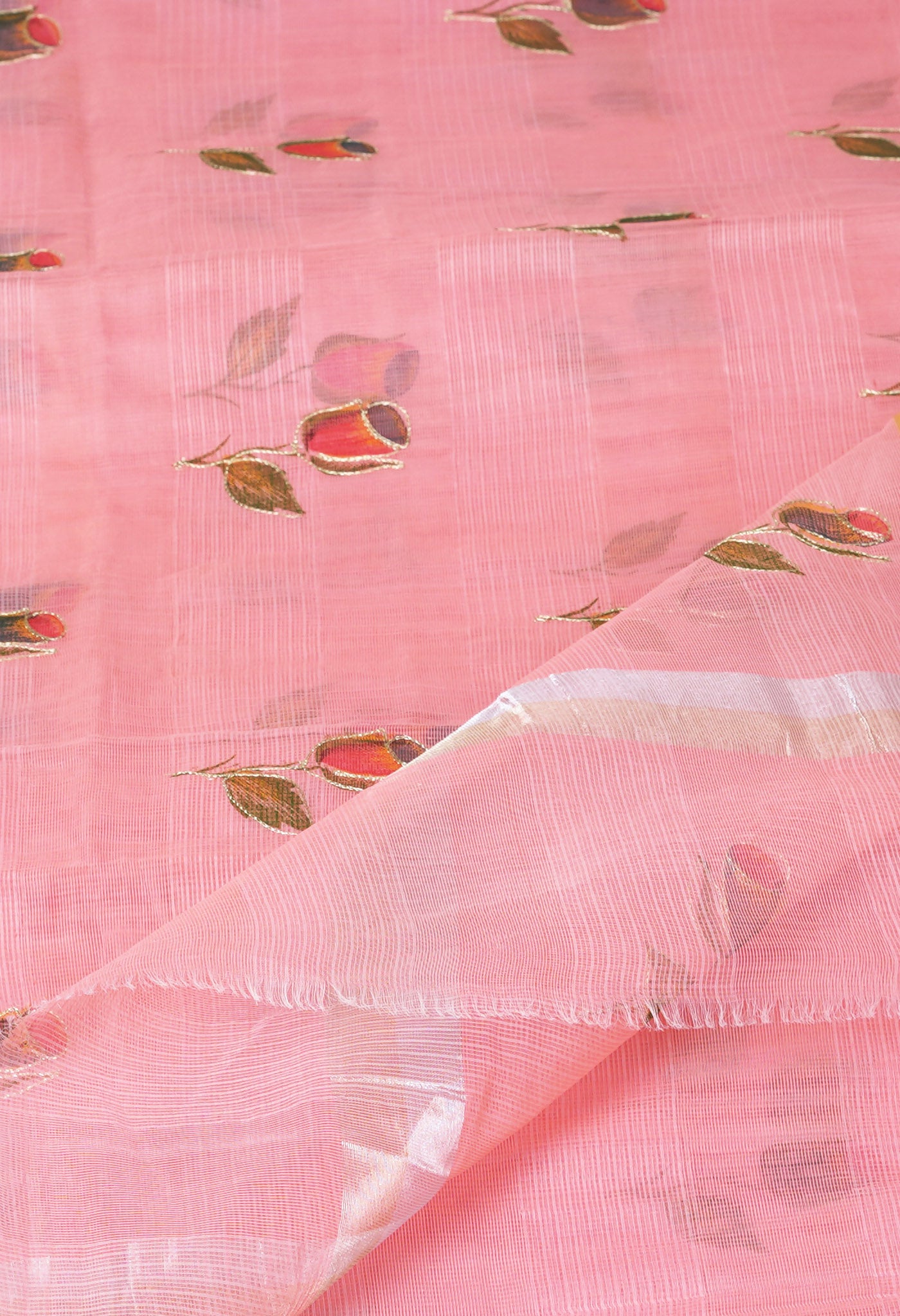 Pink Pure Hand Painted With Emboridery Kota Saree-UNM82509