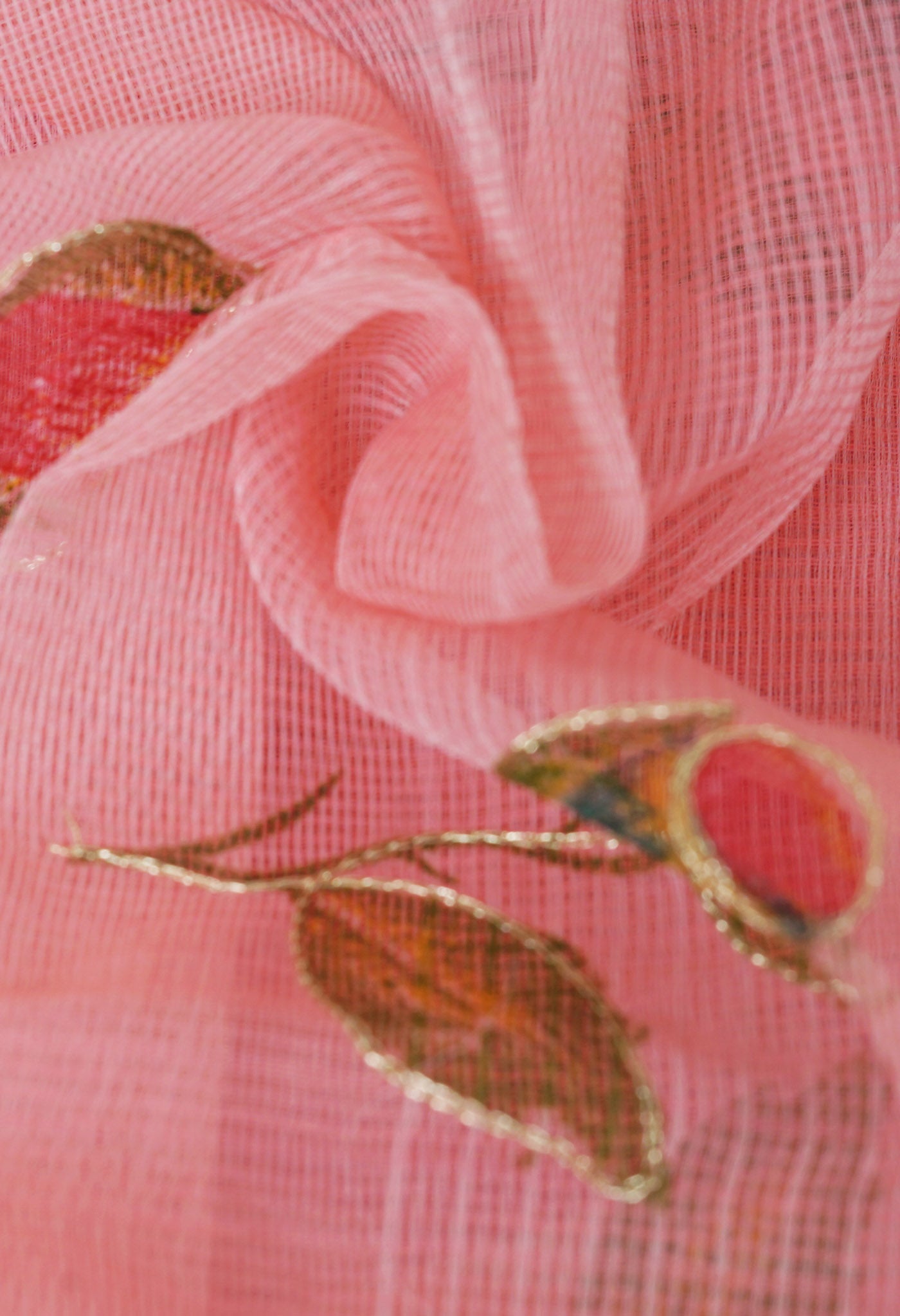 Pink Pure Hand Painted With Emboridery Kota Saree-UNM82509