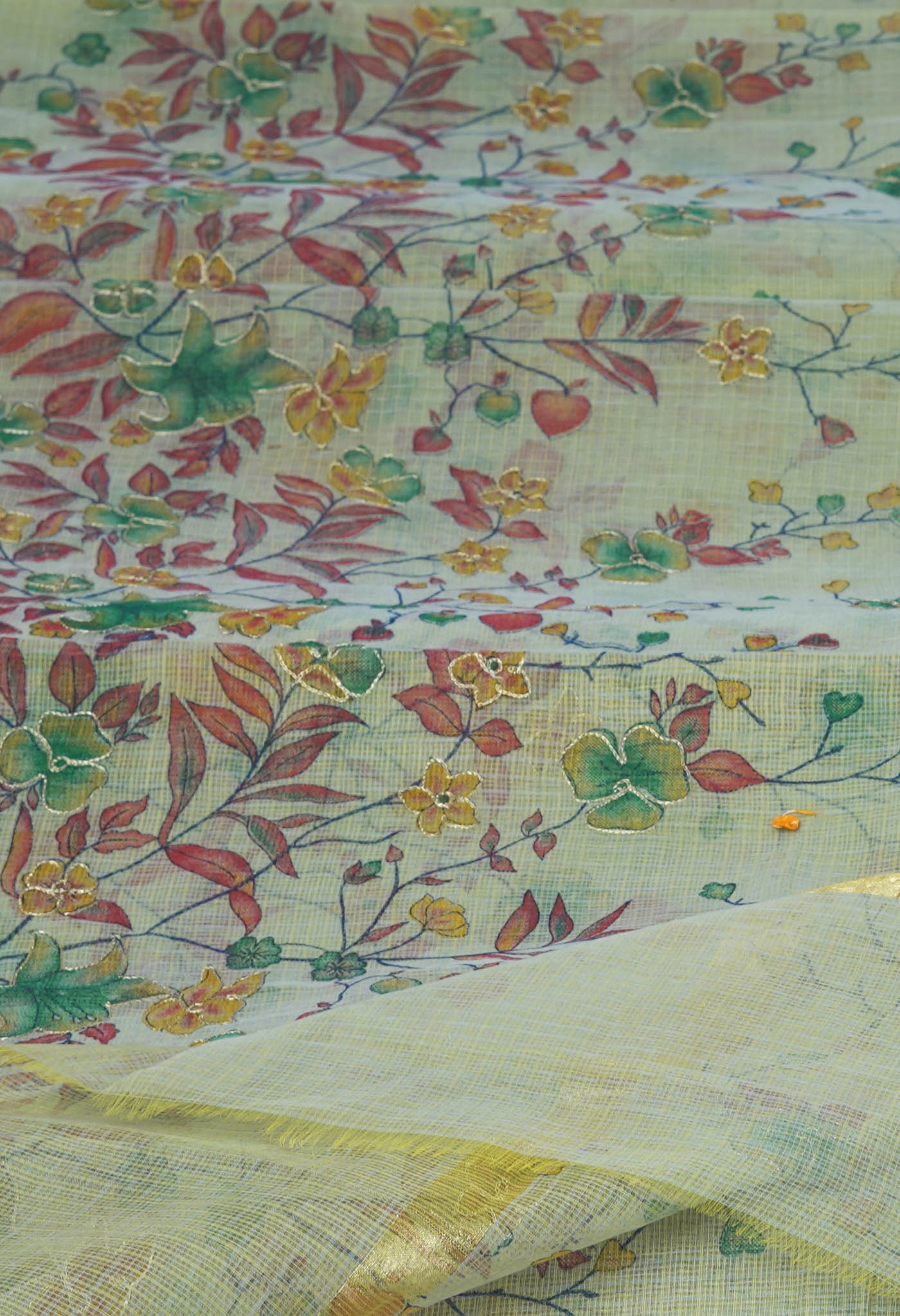 Green Pure Hand Painted With Emboridery Kota Saree-UNM82511