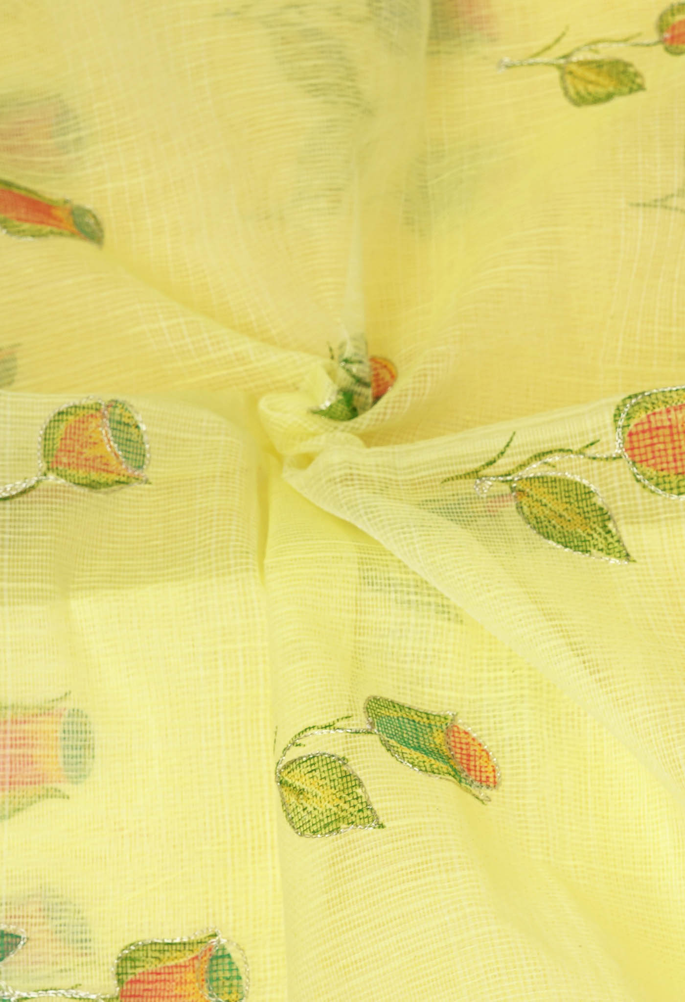 Yellow Pure Hand Painted With Emboridery Kota Saree-UNM82519