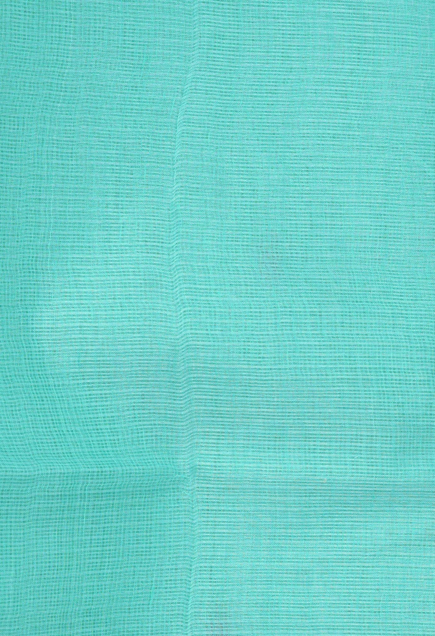 Turquoise Green Pure Emboridery Kota Saree-UNM82526