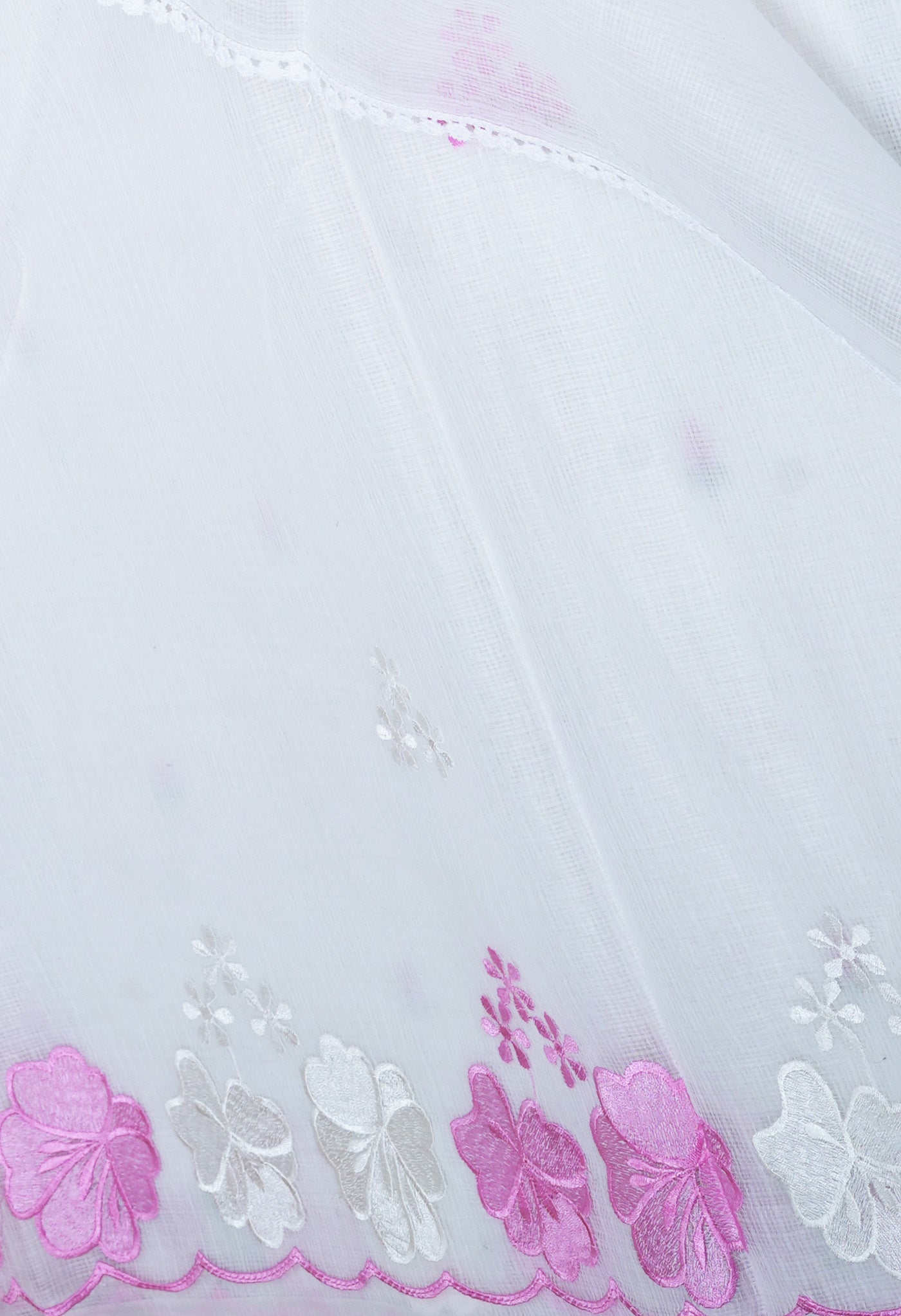 White Pure Emboridery Kota Saree-UNM82540