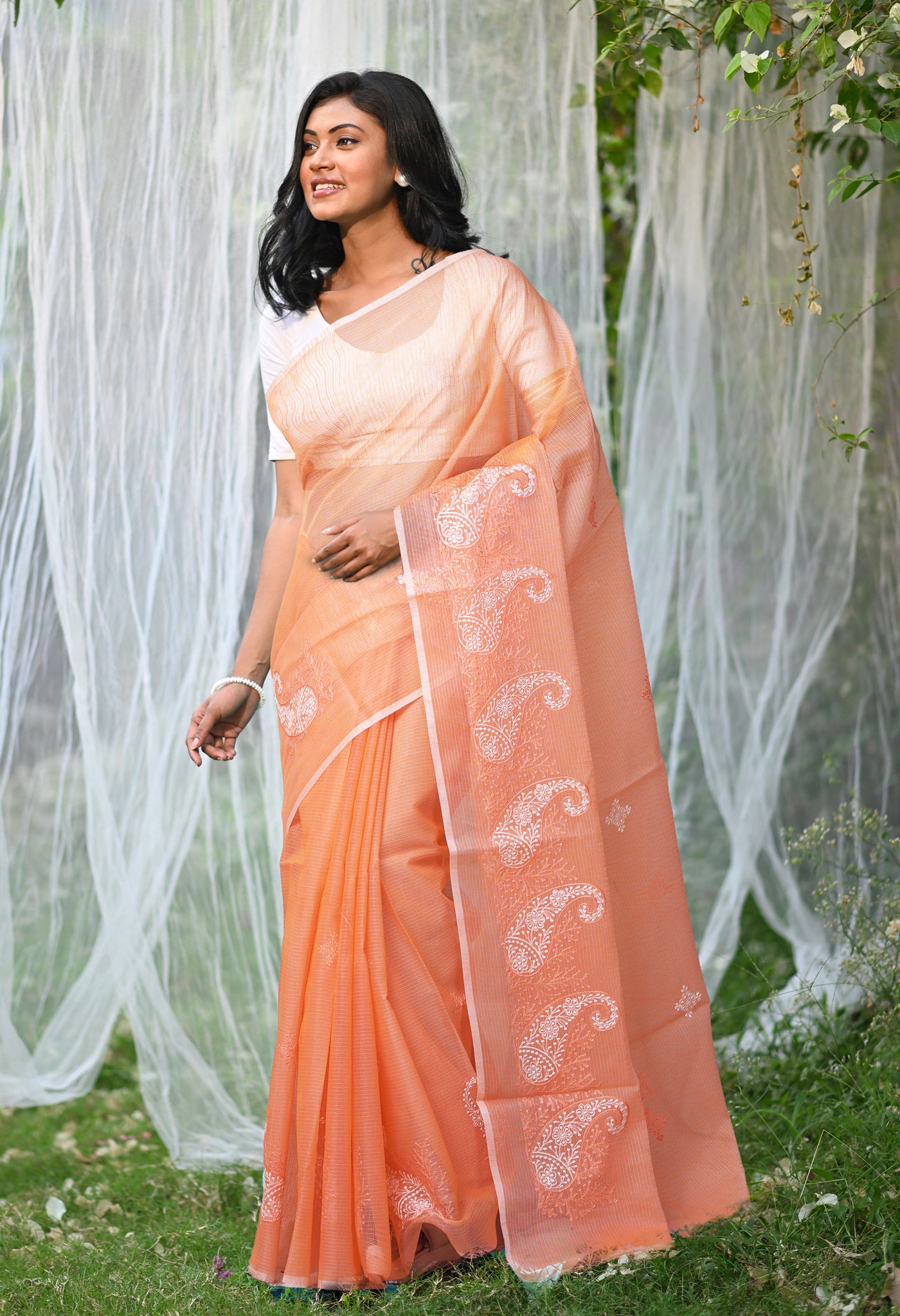 Orange Pure Emboridery Kota Saree-UNM82549