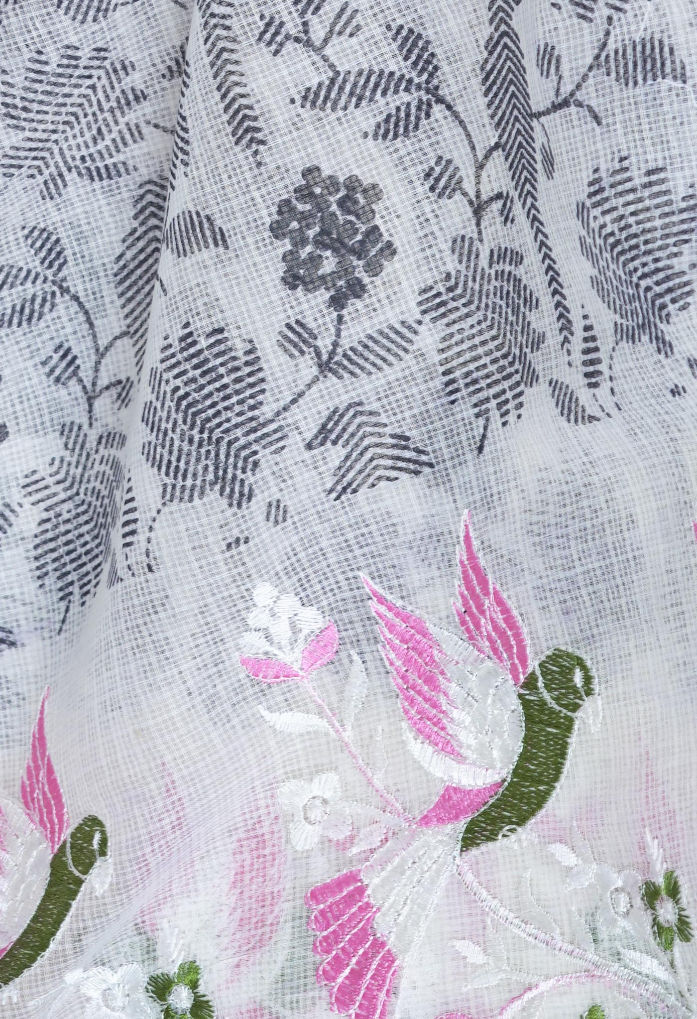 Cream Pure Hand Painted With Emboridery Kota Saree-UNM82563