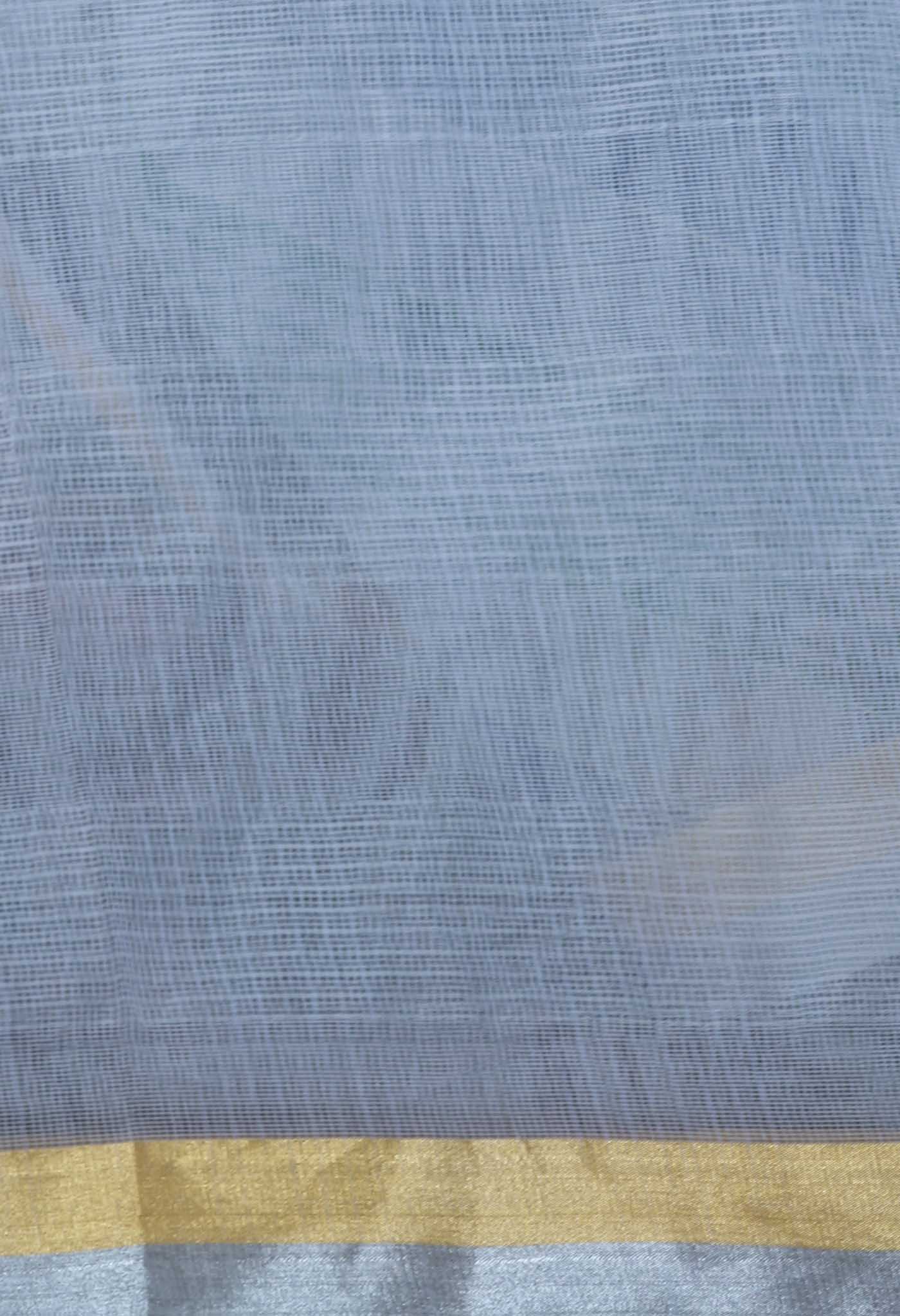 Grey Pure Hand Painted With Emboridery Kota Saree-UNM82571