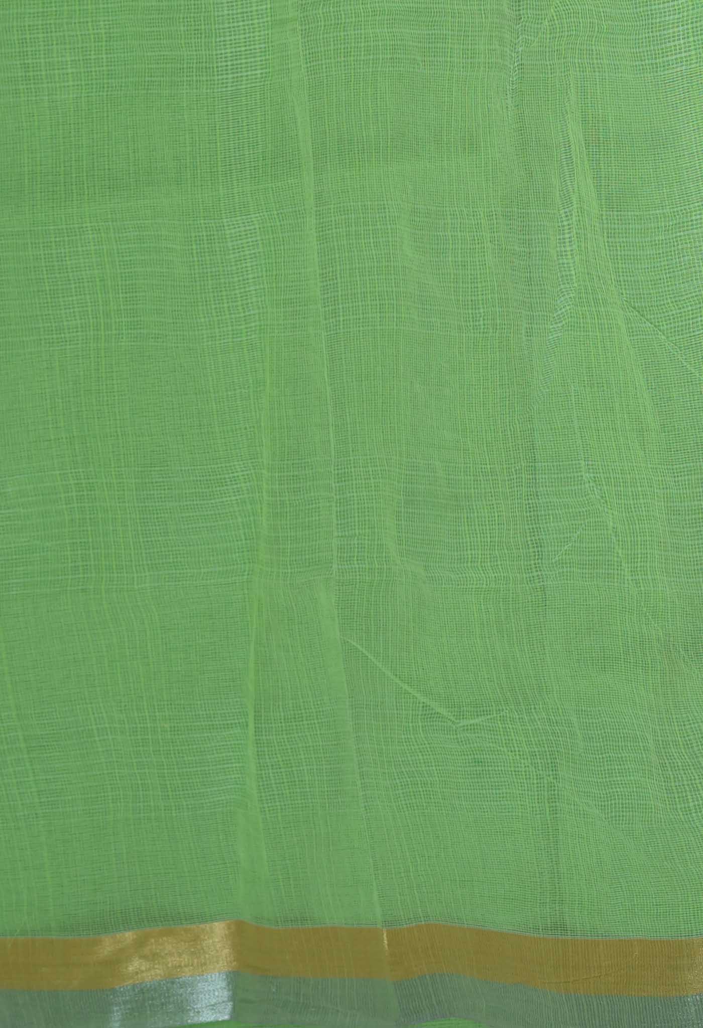 Green Pure Hand Painted With Emboridery Kota Saree-UNM82576