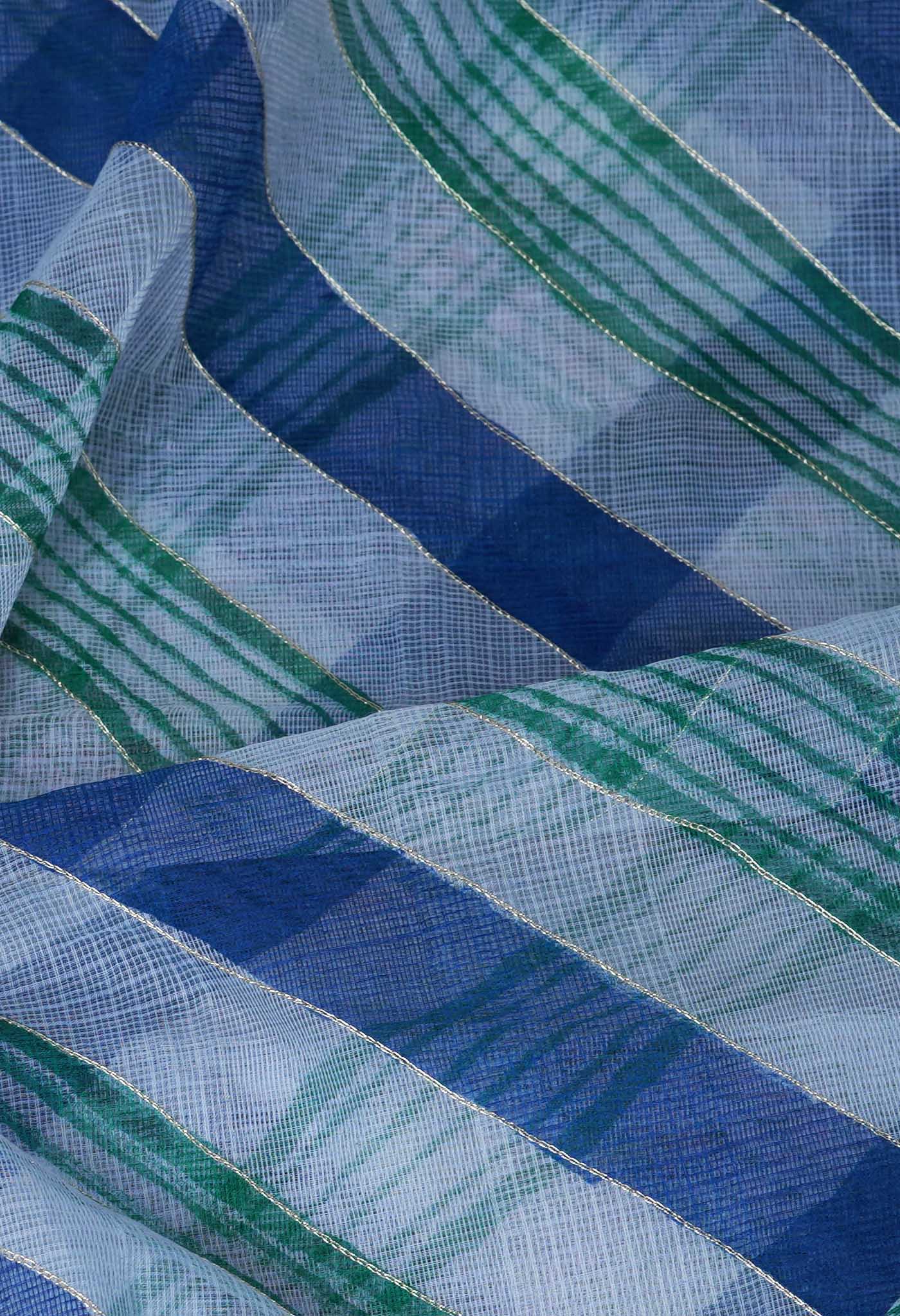 Blue Pure Hand Painted With Emboridery Kota Saree-UNM82582