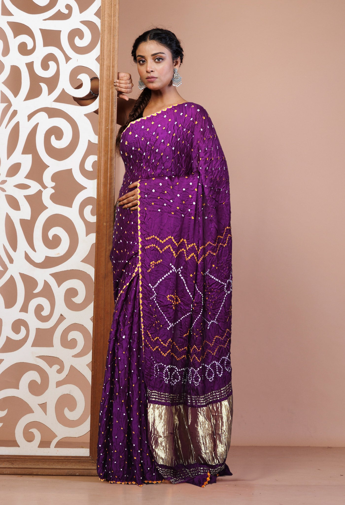 Purple Pure Bandhani Gaji Soft Silk Saree-UNM82604