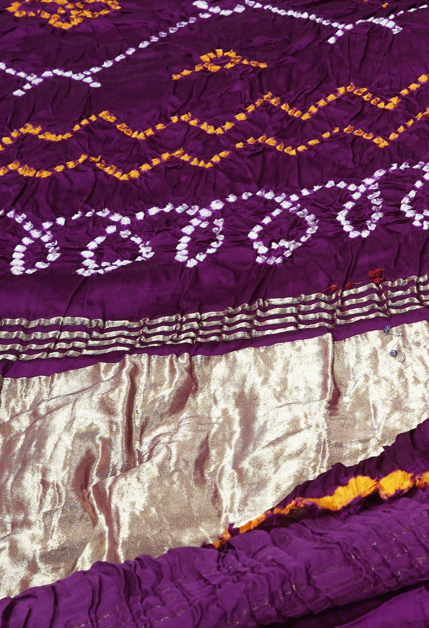Purple Pure Bandhani Gaji Soft Silk Saree-UNM82604