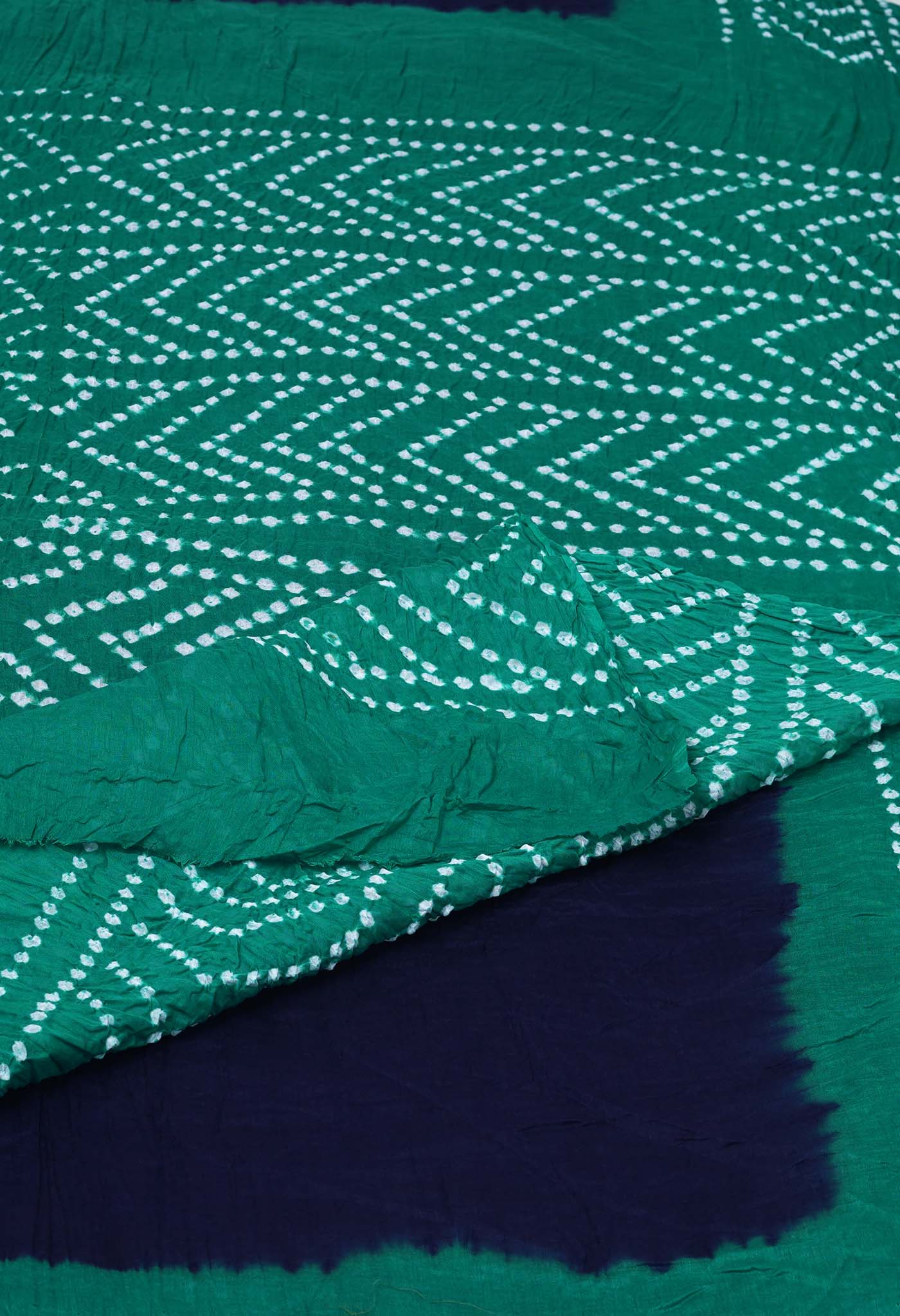 Navy Blue Pure Bandhani Mulmul Cotton Saree-UNM82617